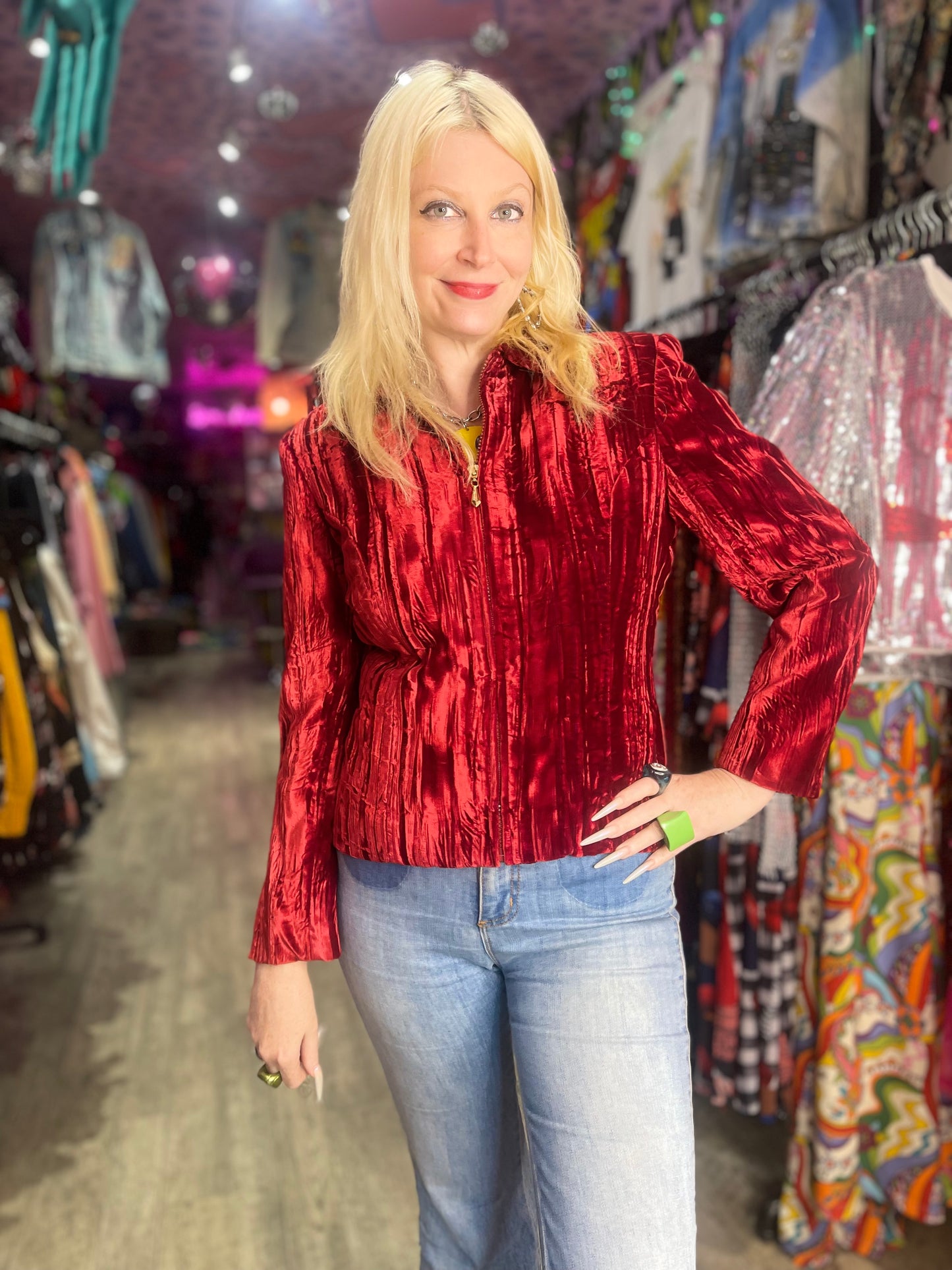 Vintage 90s Crushed Velvet Burnout Jacket
