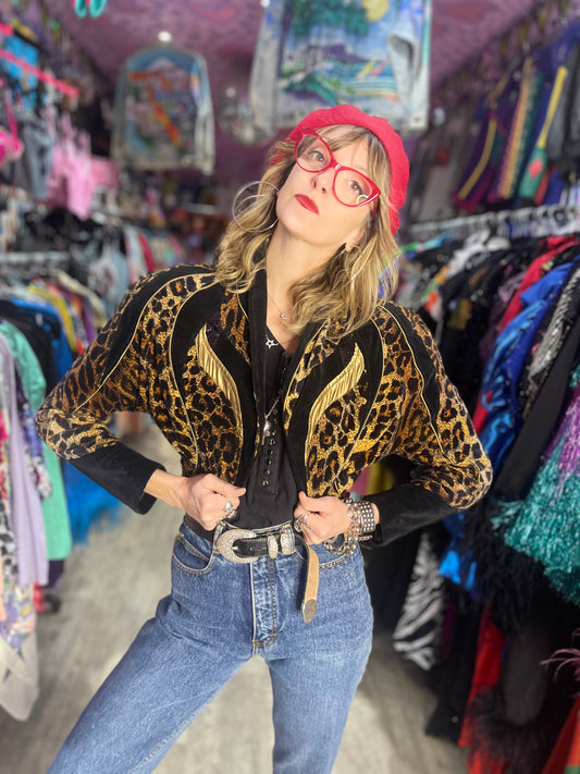 Vintage 90s Leopard Cropped Bolero