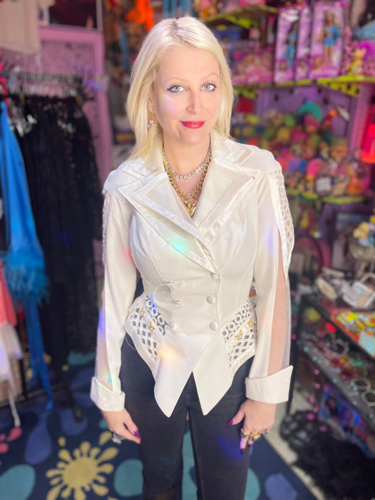 Vintage 90s White Peplum Jacket