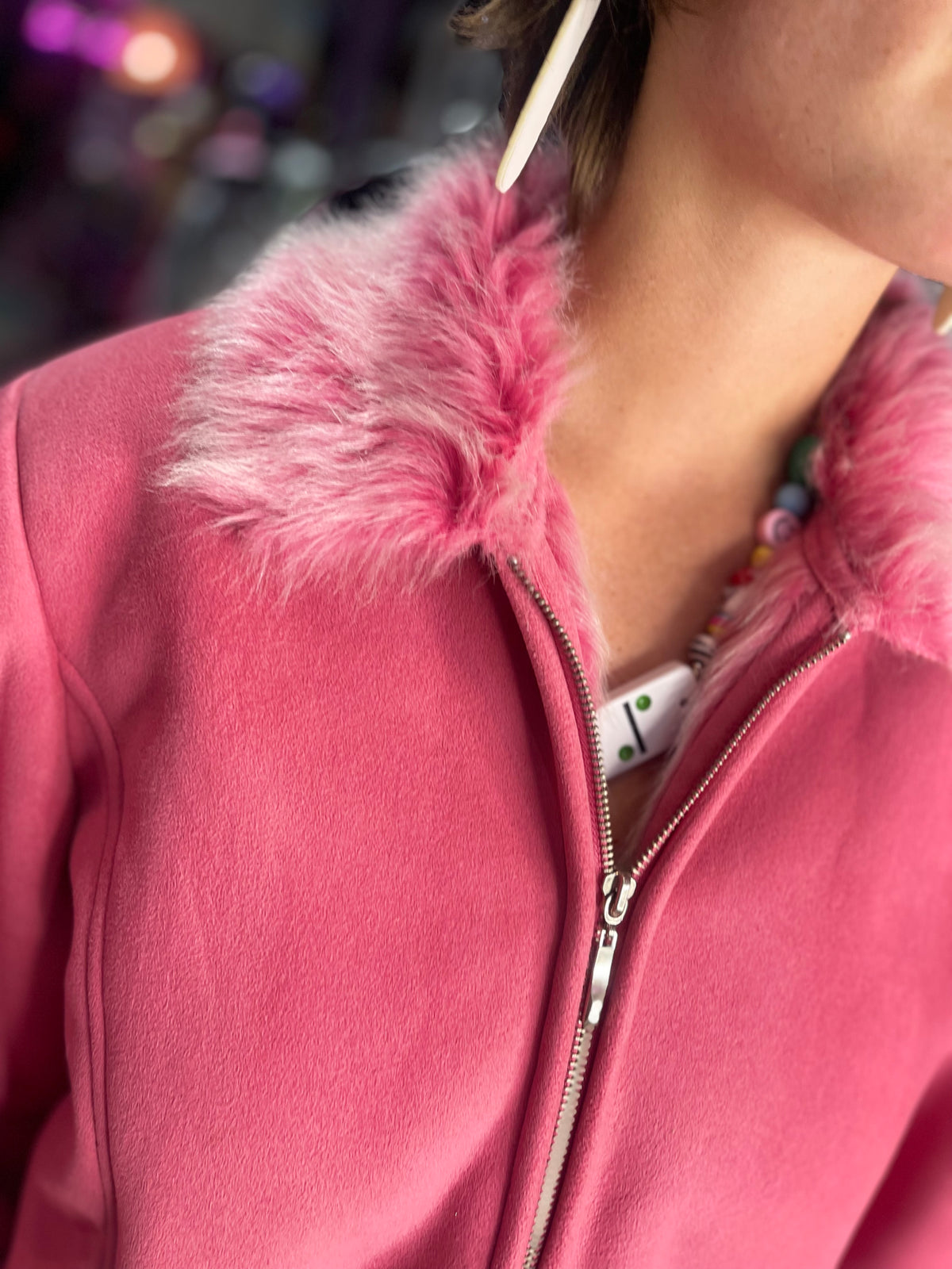 Vintage Y2K Pink Faux Fur Coat - Spark Pretty