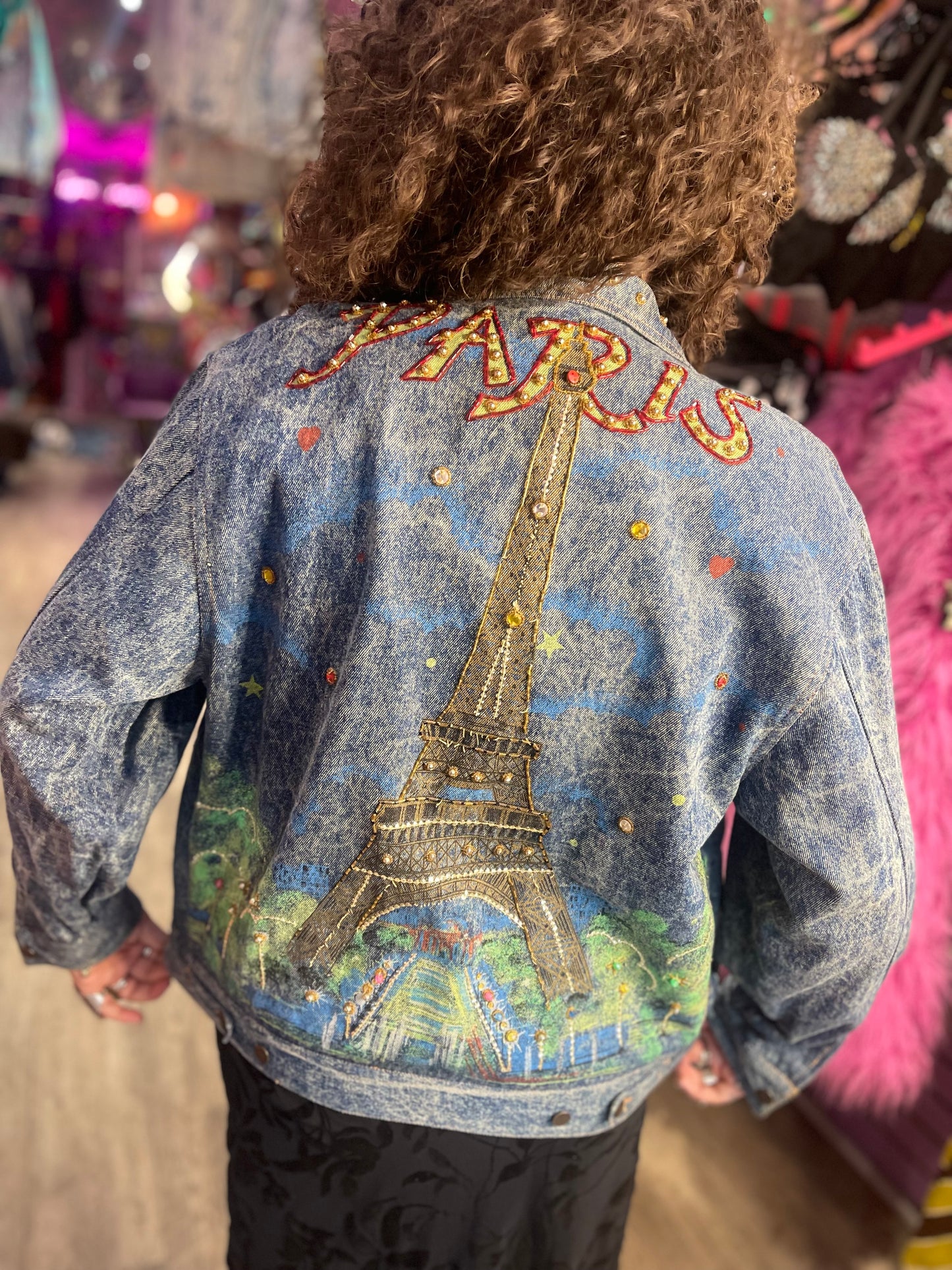 Vintage 80s Painted Paris Jean Jacket