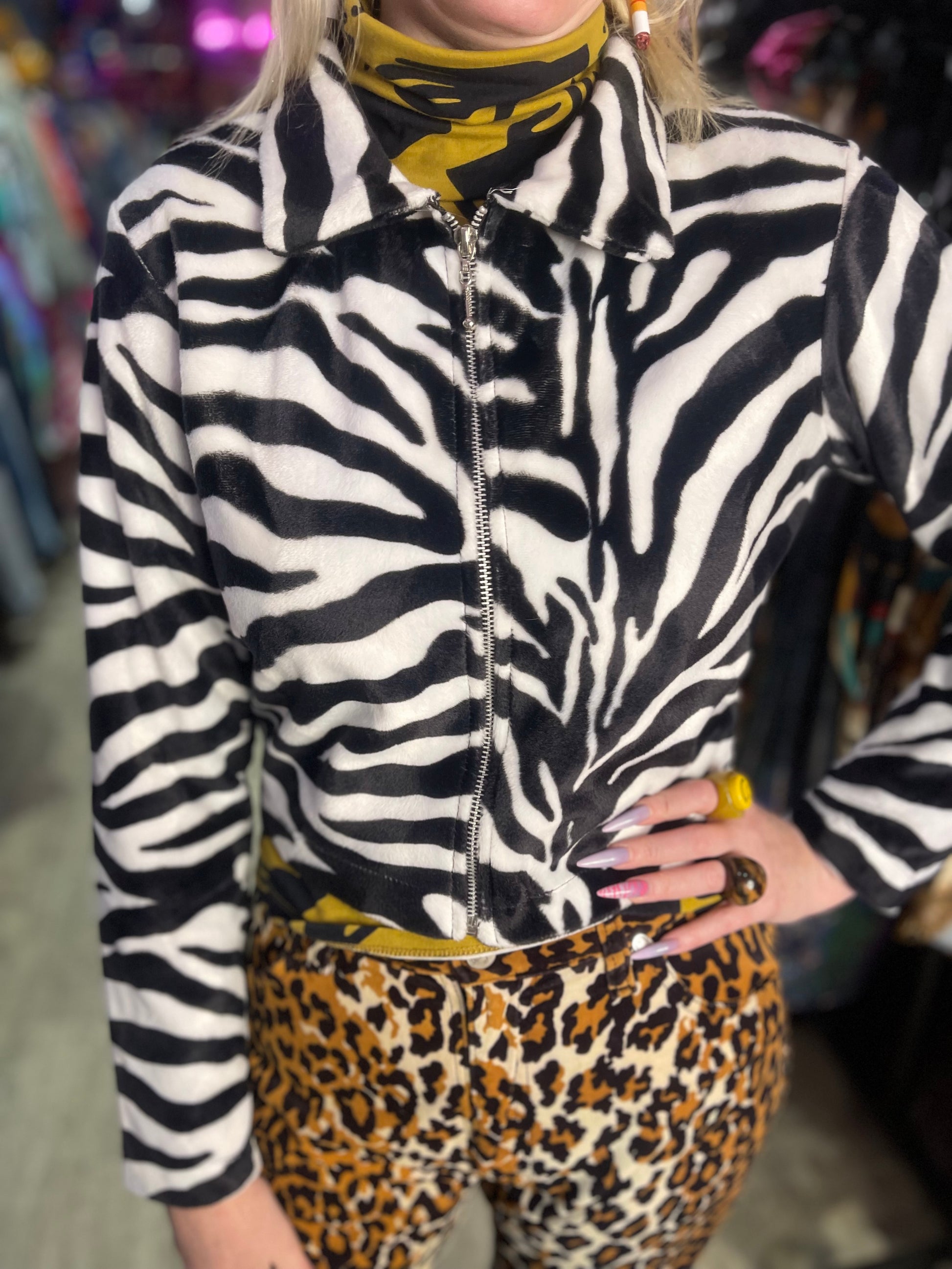 Vintage 90s Zebra Cropped Jacket - Spark Pretty