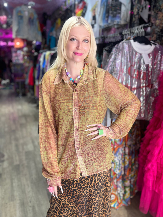 Vintage 90s Semi Sheer Rave Shirt - Spark Pretty