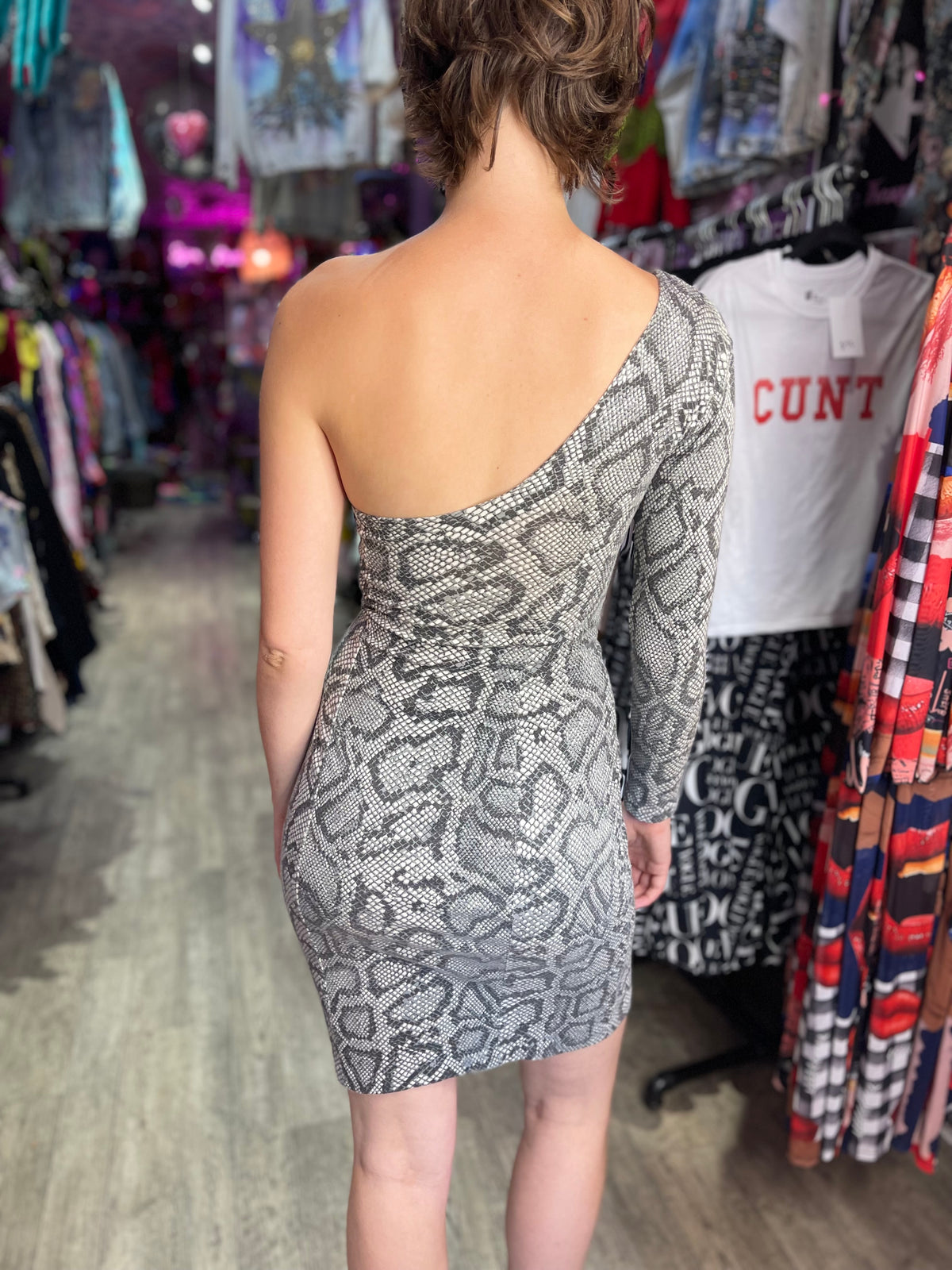 Vintage 80s Punk Label Snake Betsey Johnson Dress