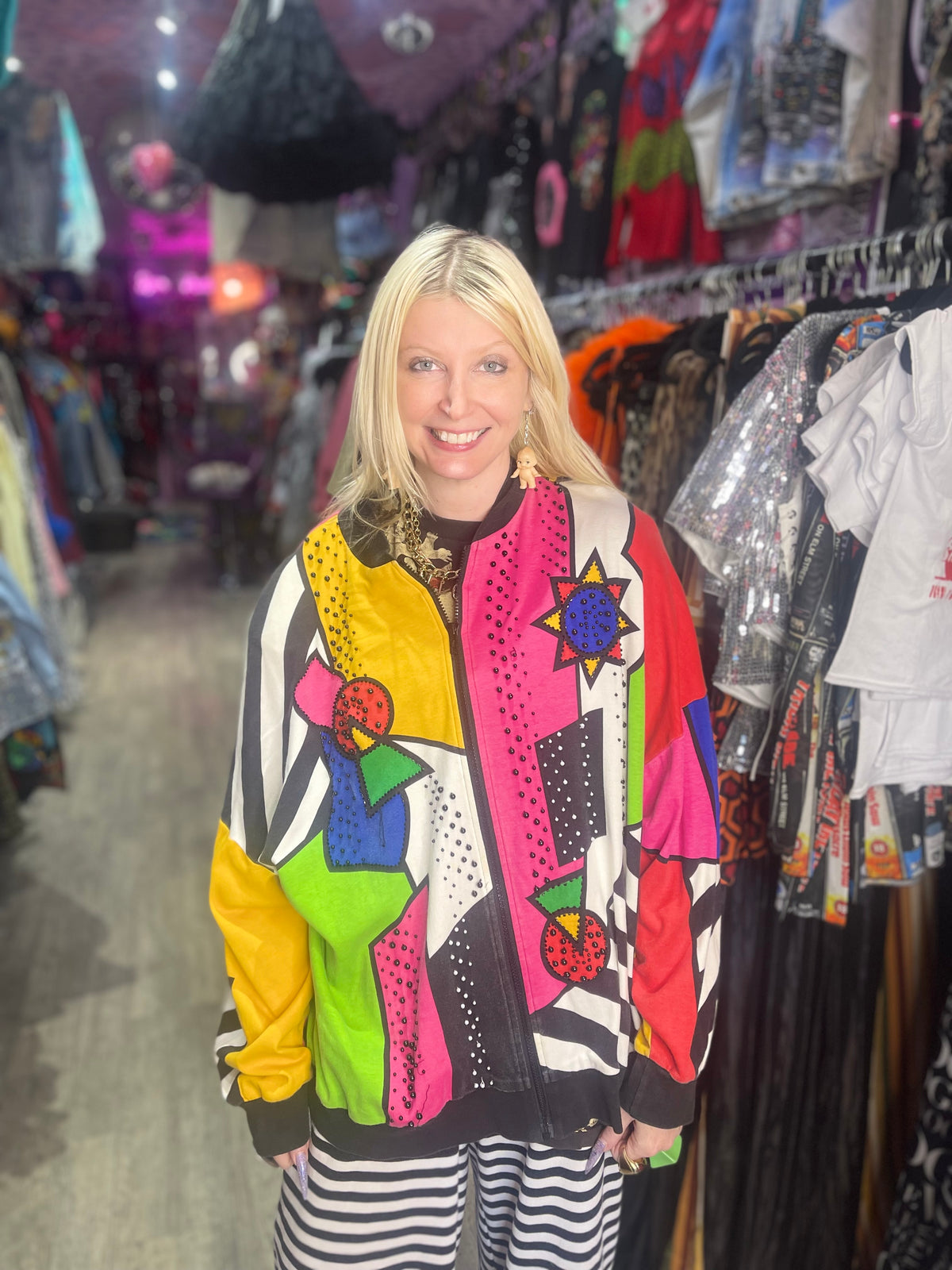 Vintage 90s Geometric Pop Art Jacket - Spark Pretty