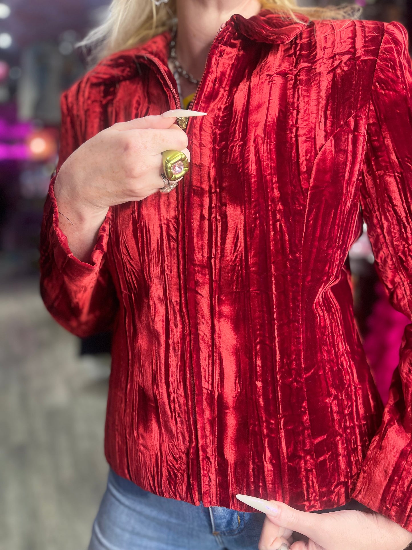 Vintage 90s Crushed Velvet Burnout Jacket