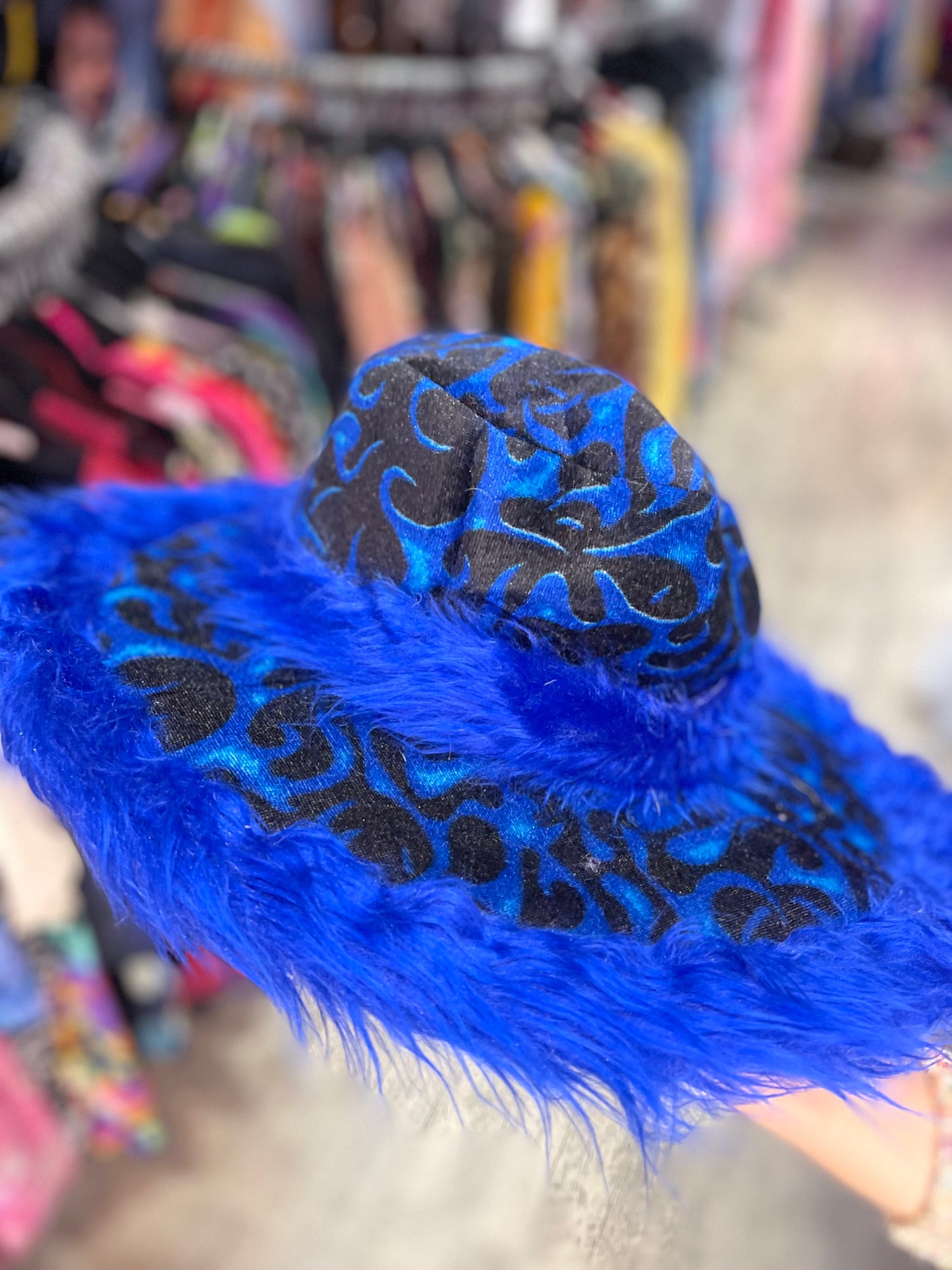 Flame and Faux Fur Rave Hat