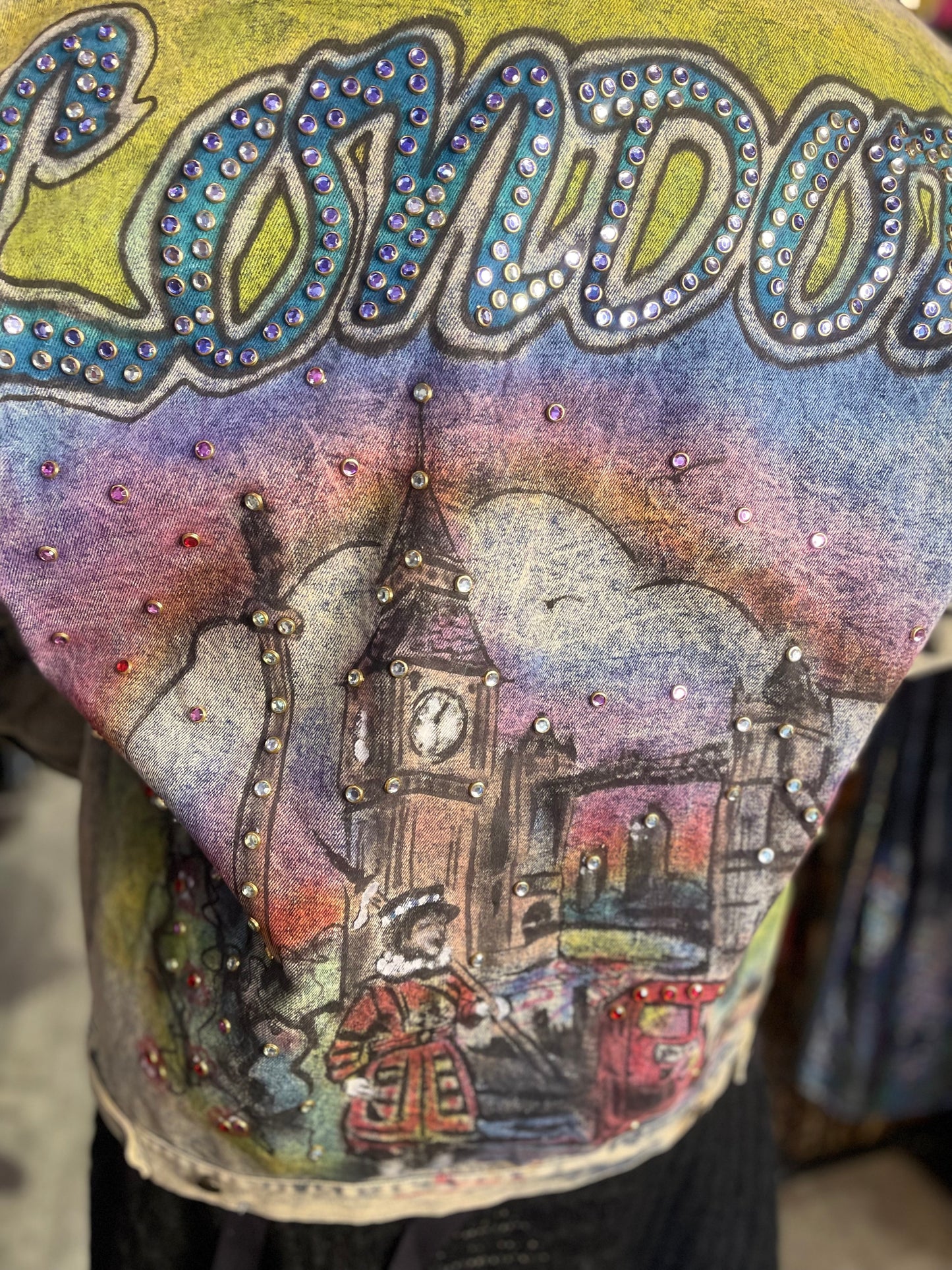 Vintage 80s Painted and Bedazzled London Jean Jacket - Spark Pretty