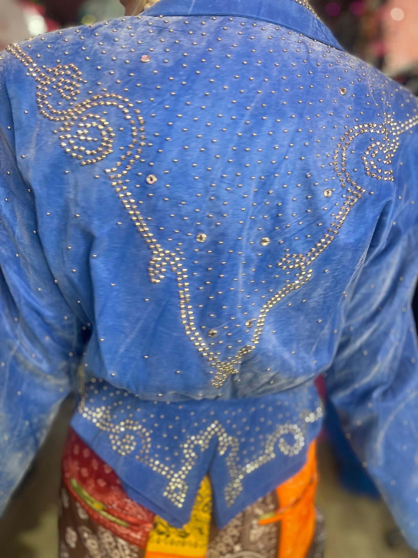 Vintage 90s Bedazzled Studded Blue Jacket - Spark Pretty