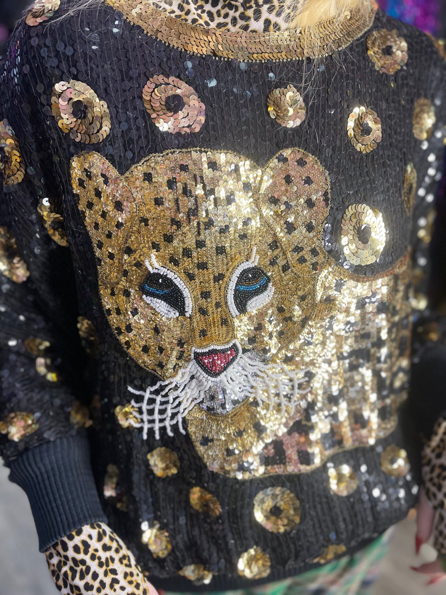 Vintage 80s Sequin Tiger Blouse - Spark Pretty