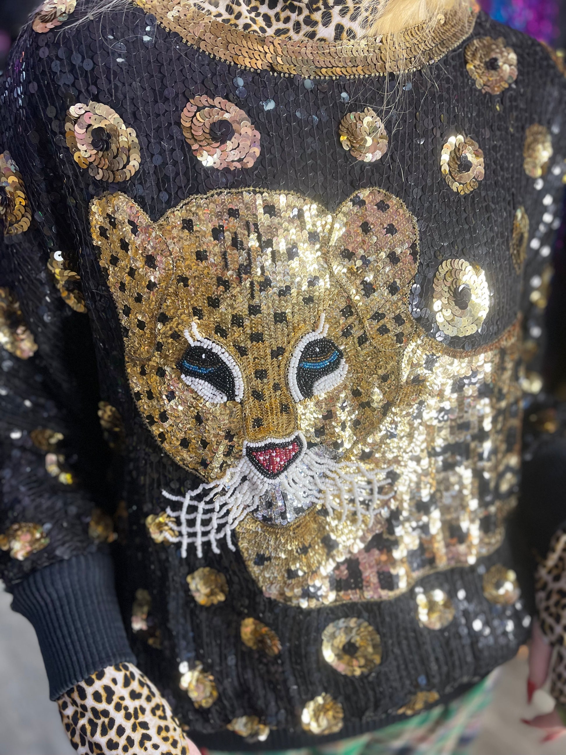 Vintage 80s Sequin Tiger Blouse - Spark Pretty
