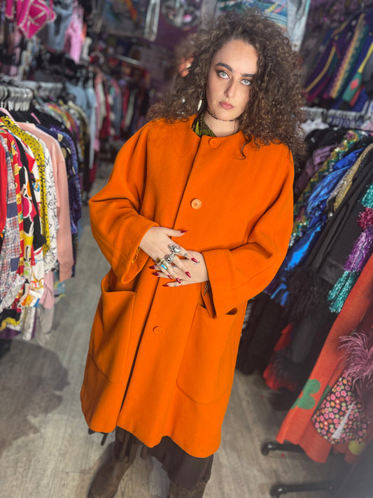 Vintage 80s Calvin Klein Orange Swing Coat