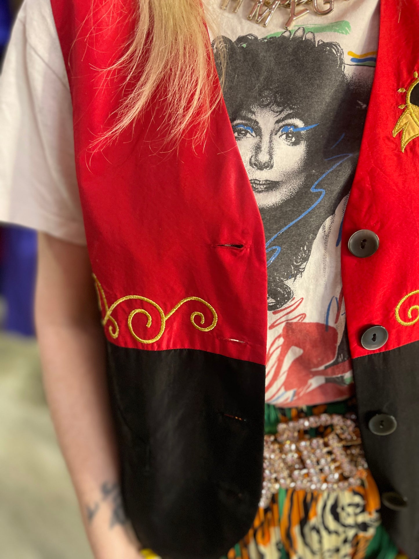 Vintage 90s Red and Black Vest - Spark Pretty