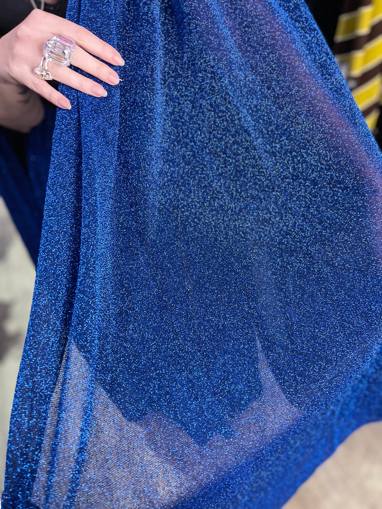 Vintage 90s Goth Electric Blue Maxi Glitter Dress