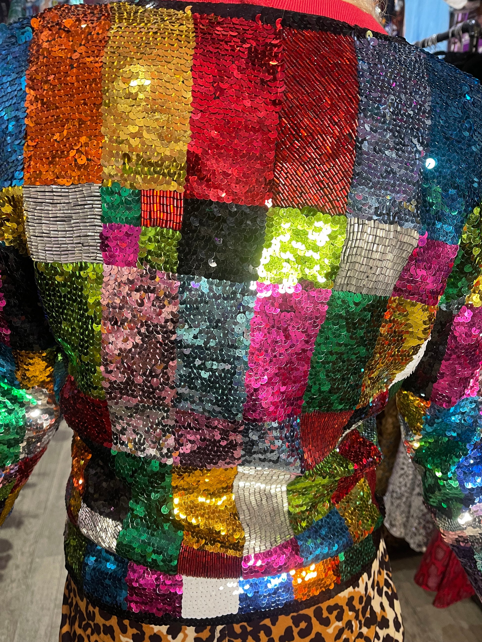 Vintage 90s Sequin Rainbow Cropped Jacket - Spark Pretty
