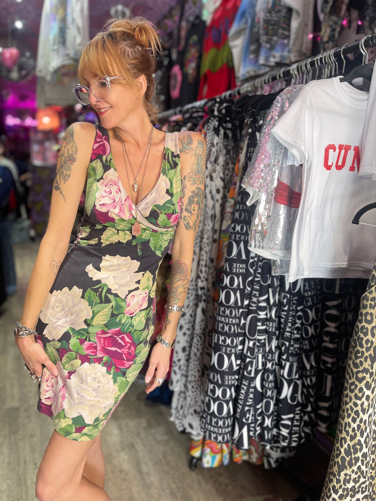 Vintage 80s Punk Label Floral Betsey Johnson Dress - Spark Pretty