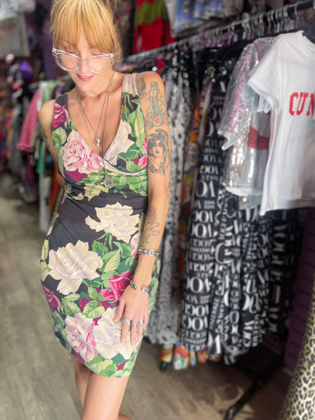 Vintage 80s Punk Label Floral Betsey Johnson Dress - Spark Pretty