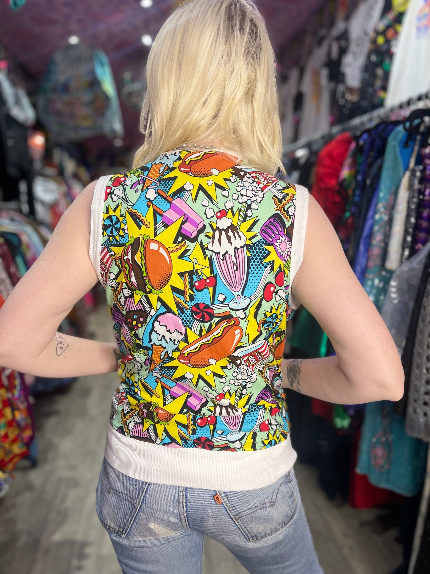 Vintage Y2K Pop Art Junk Food Vest