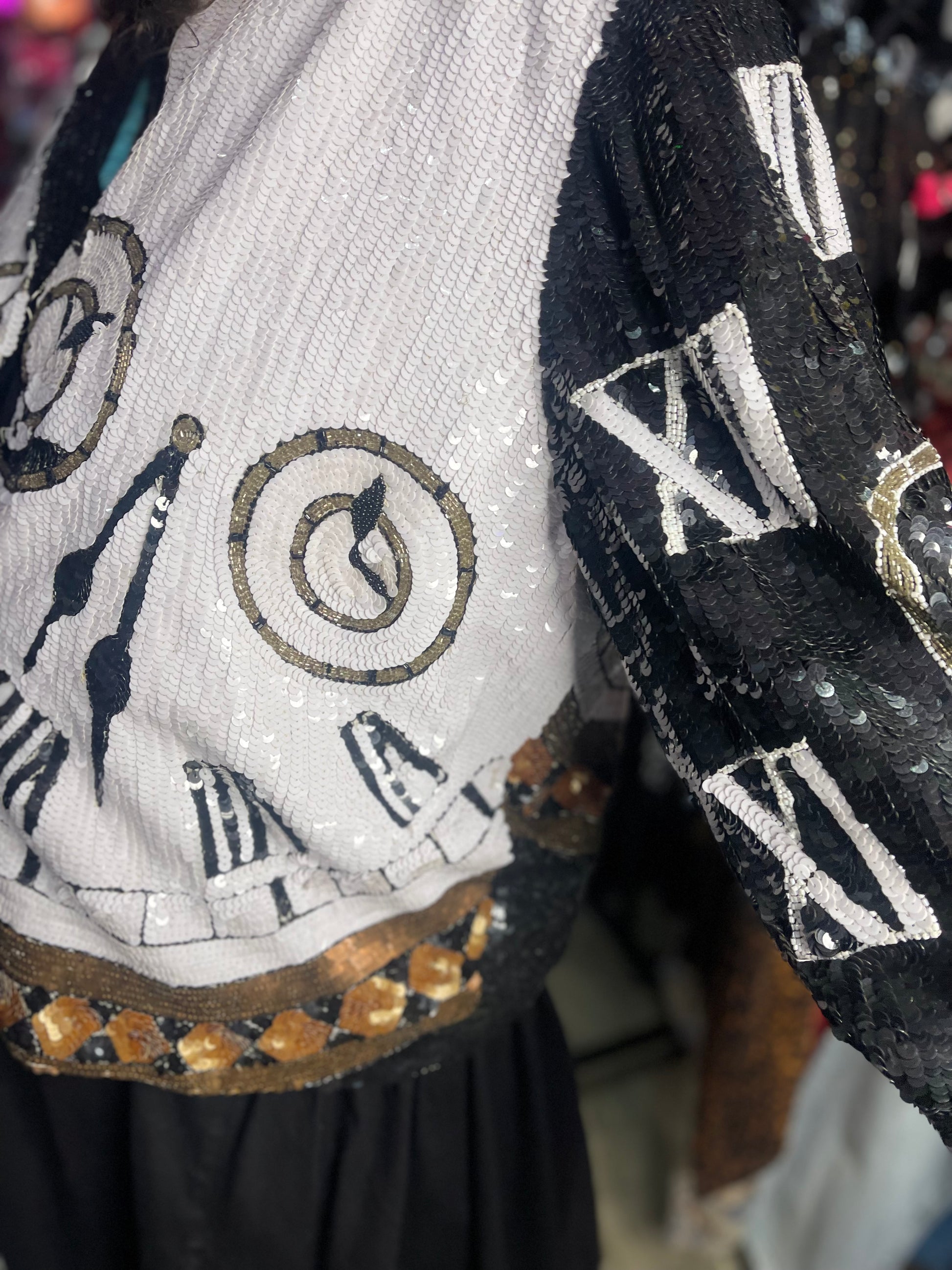Vintage 90s Clock Sequin Encrusted Bomber Jacket - Spark Pretty