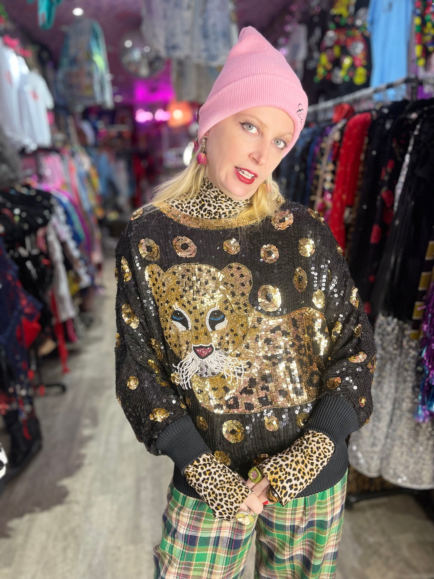 Vintage 80s Sequin Tiger Blouse - Spark Pretty