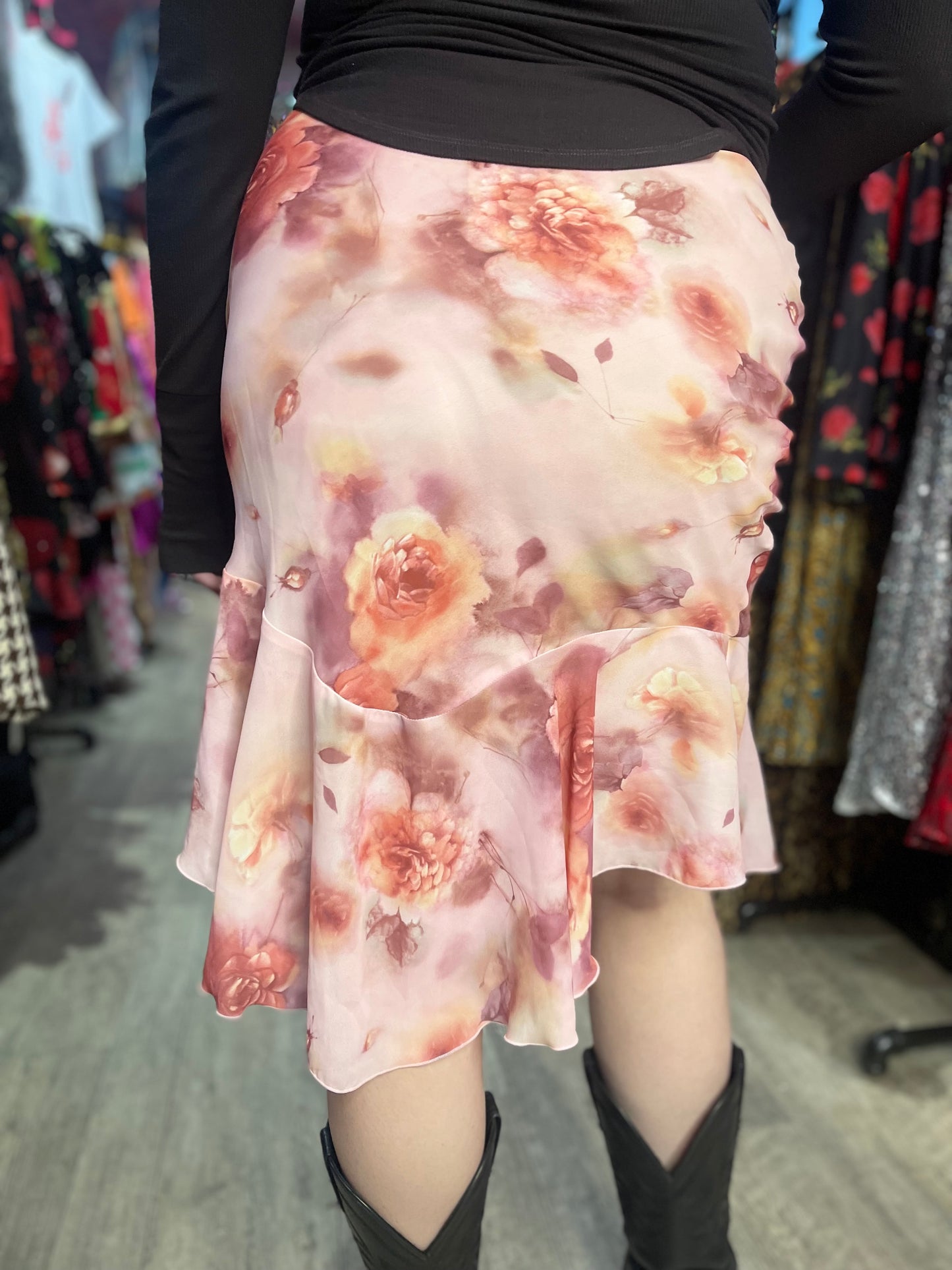 Vintage Y2K Rose Print Skirt