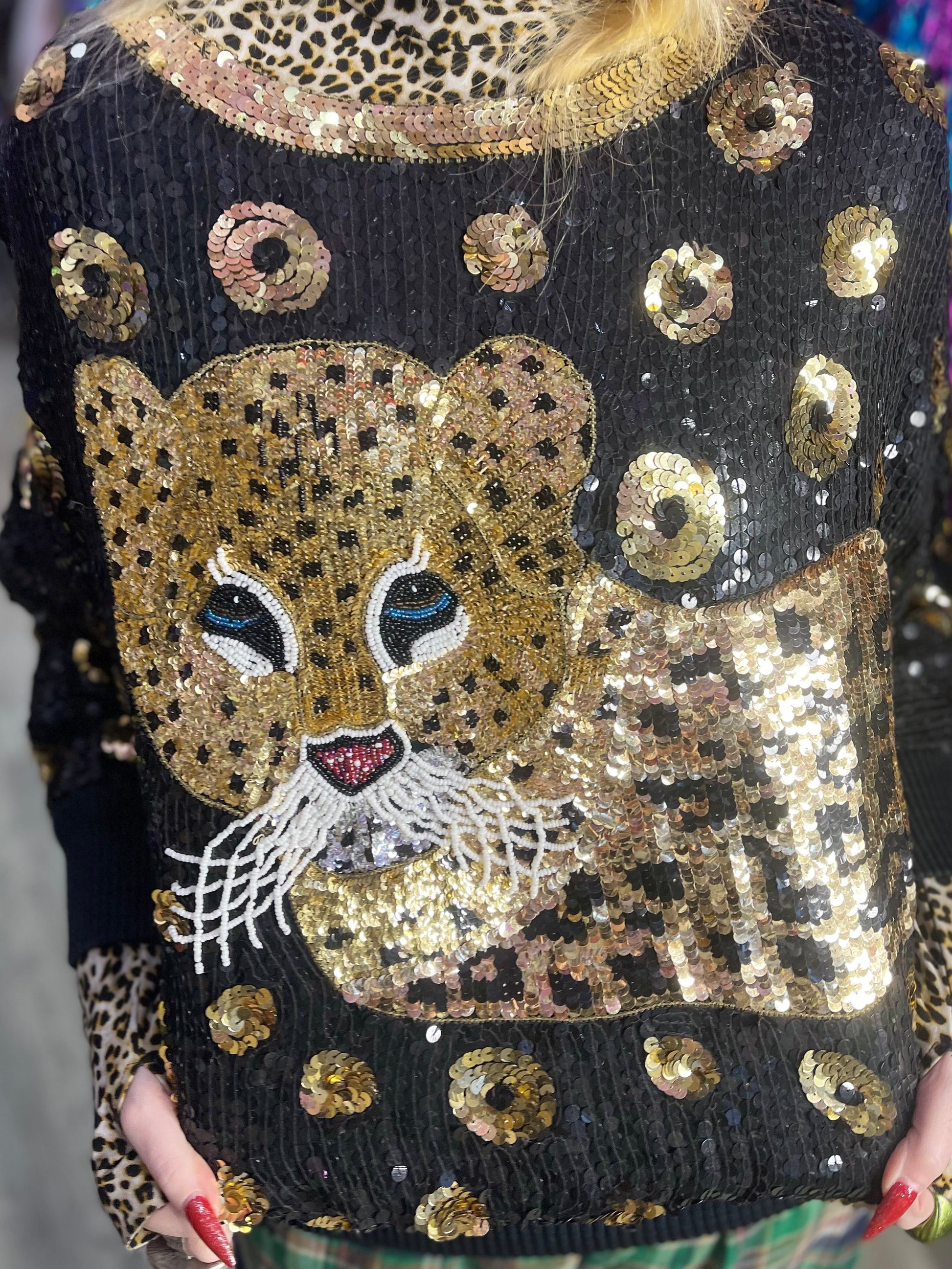 Vintage 80s Sequin Tiger Blouse - Spark Pretty