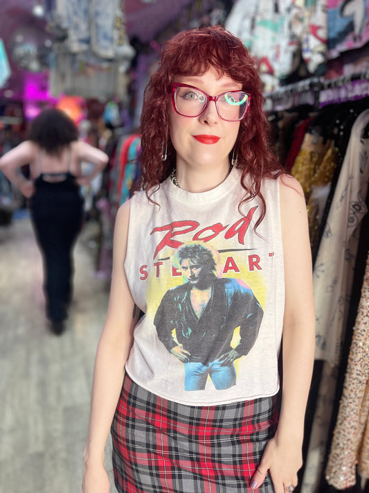 Vintage 80s Rod Stewart cropped T-shirt