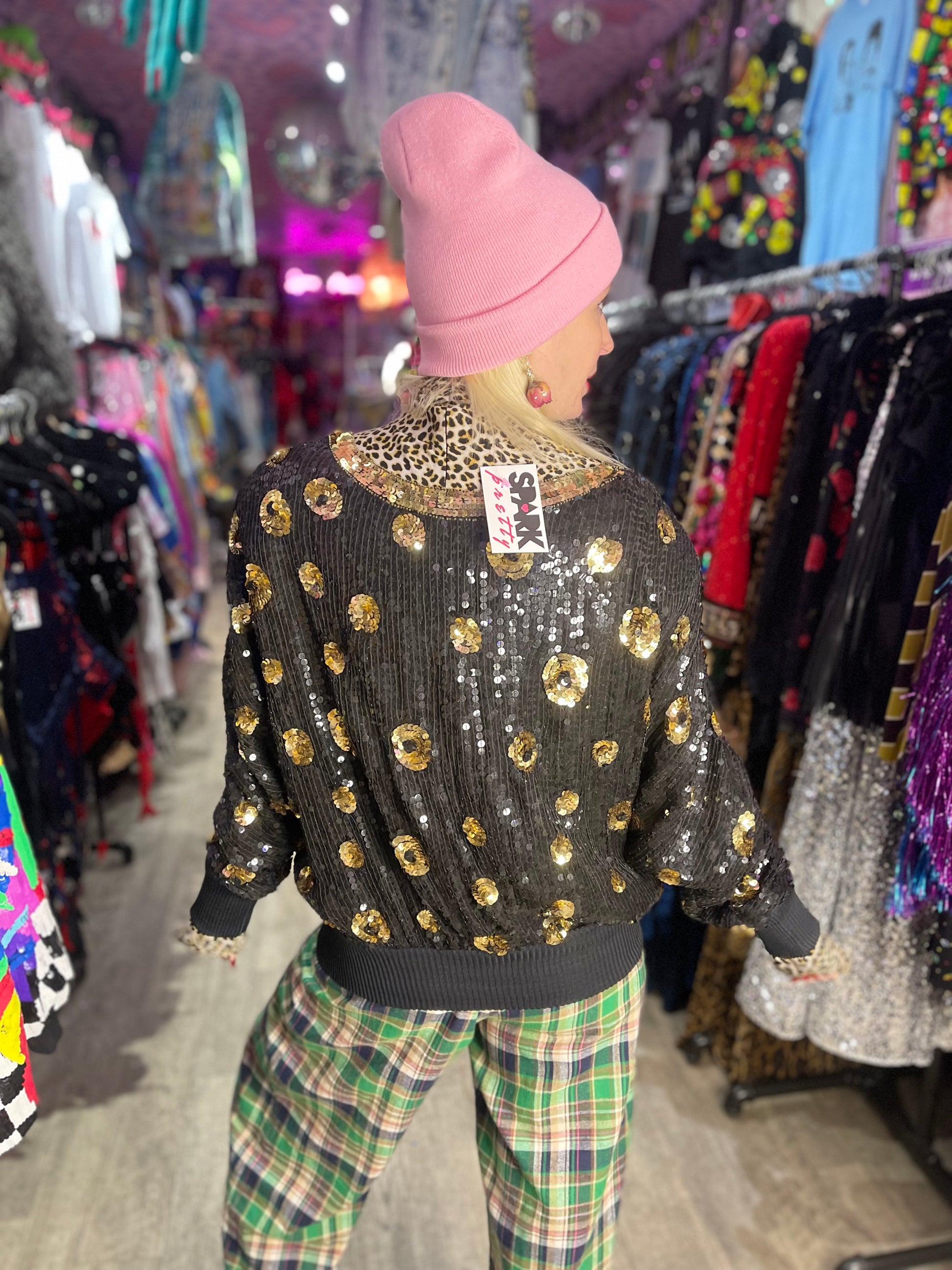 Vintage 80s Sequin Tiger Blouse - Spark Pretty