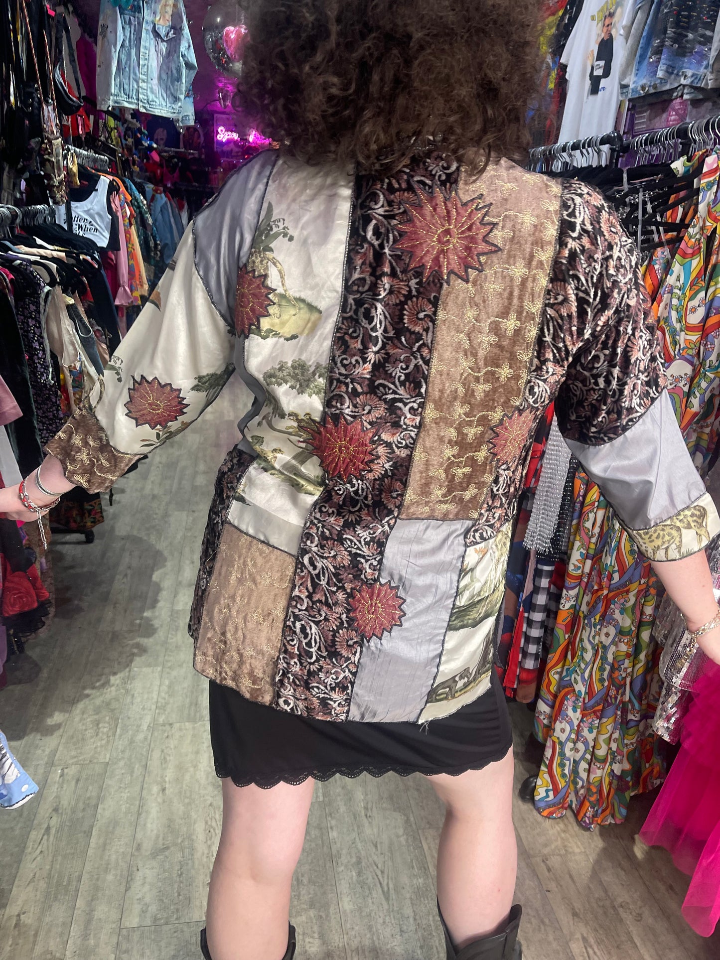 Vintage 90s Mix Printed Patchwork Kimono Jacket