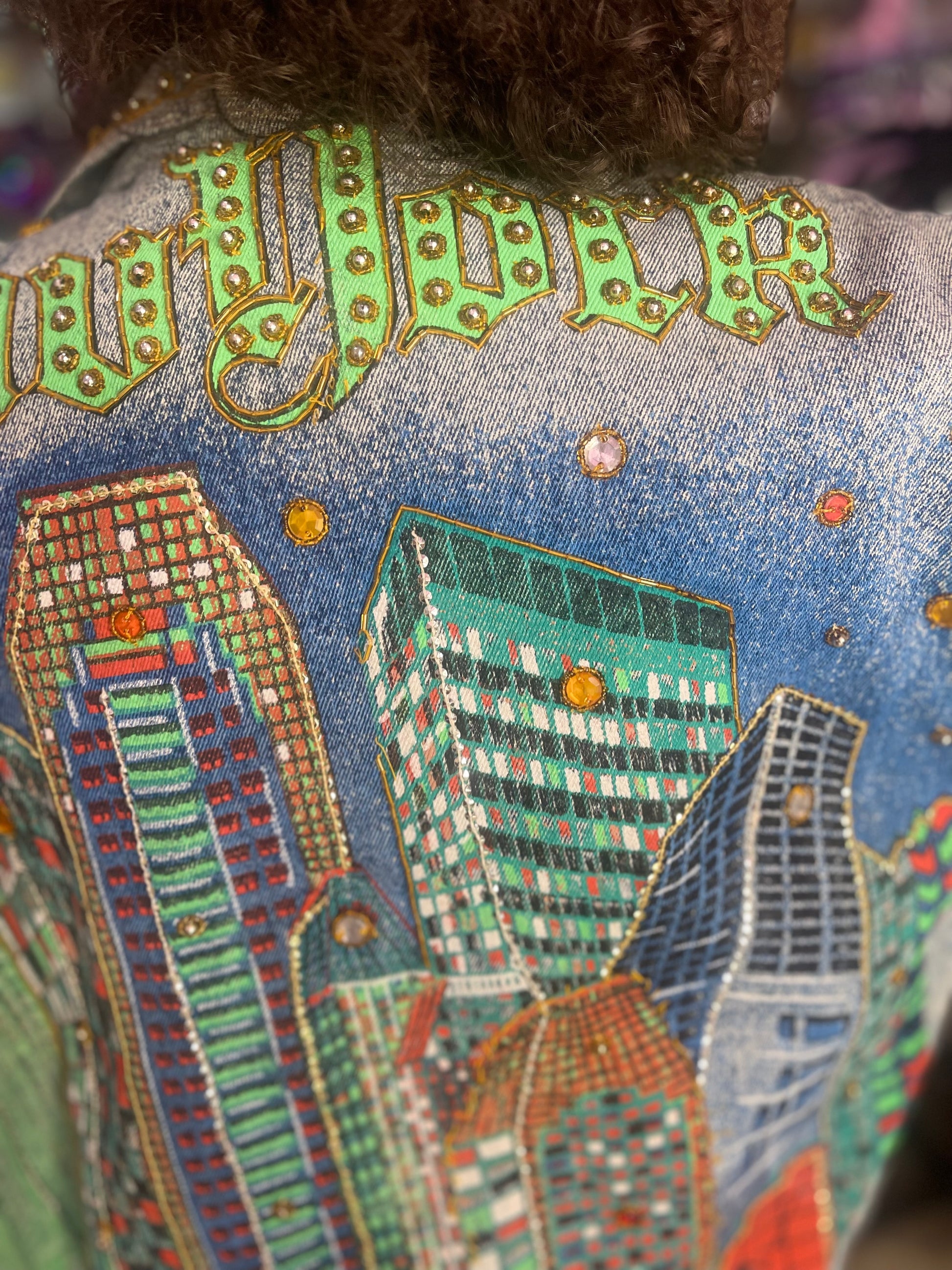 Vintage 80s Painted and Bedazzled New York Jean Jacket - Spark Pretty