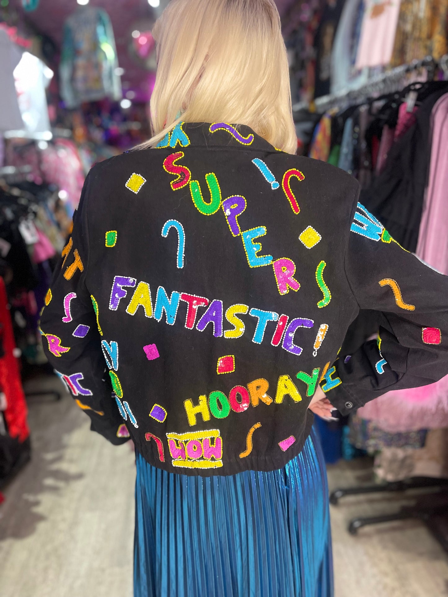 Vintage 90s Sequin Happy Words Denim Jacket - Spark Pretty
