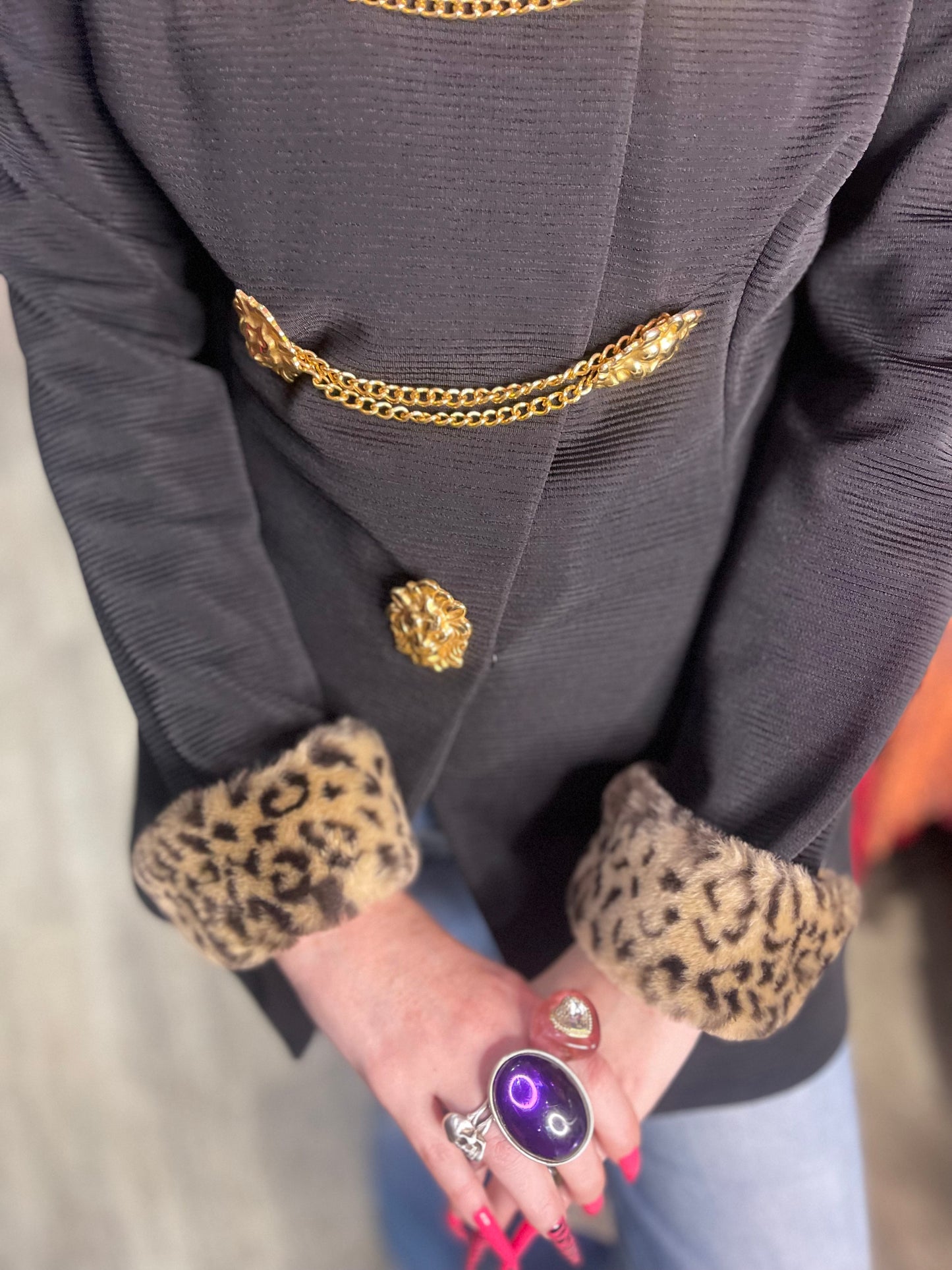 Vintage 90s Gold Lion Medallions Jacket