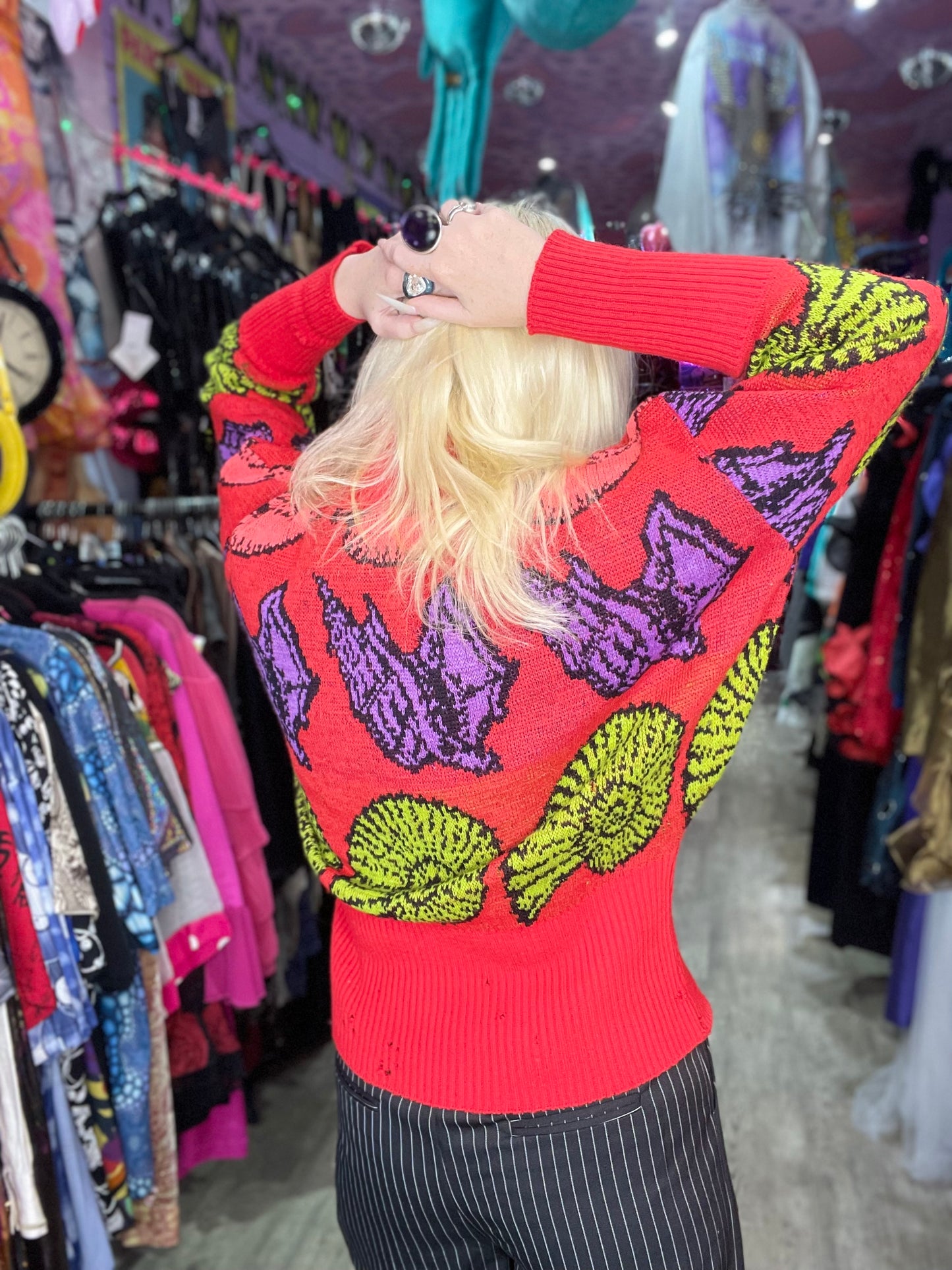 Vintage 80s Betsey Johnson Punk Label Seashell Sweater