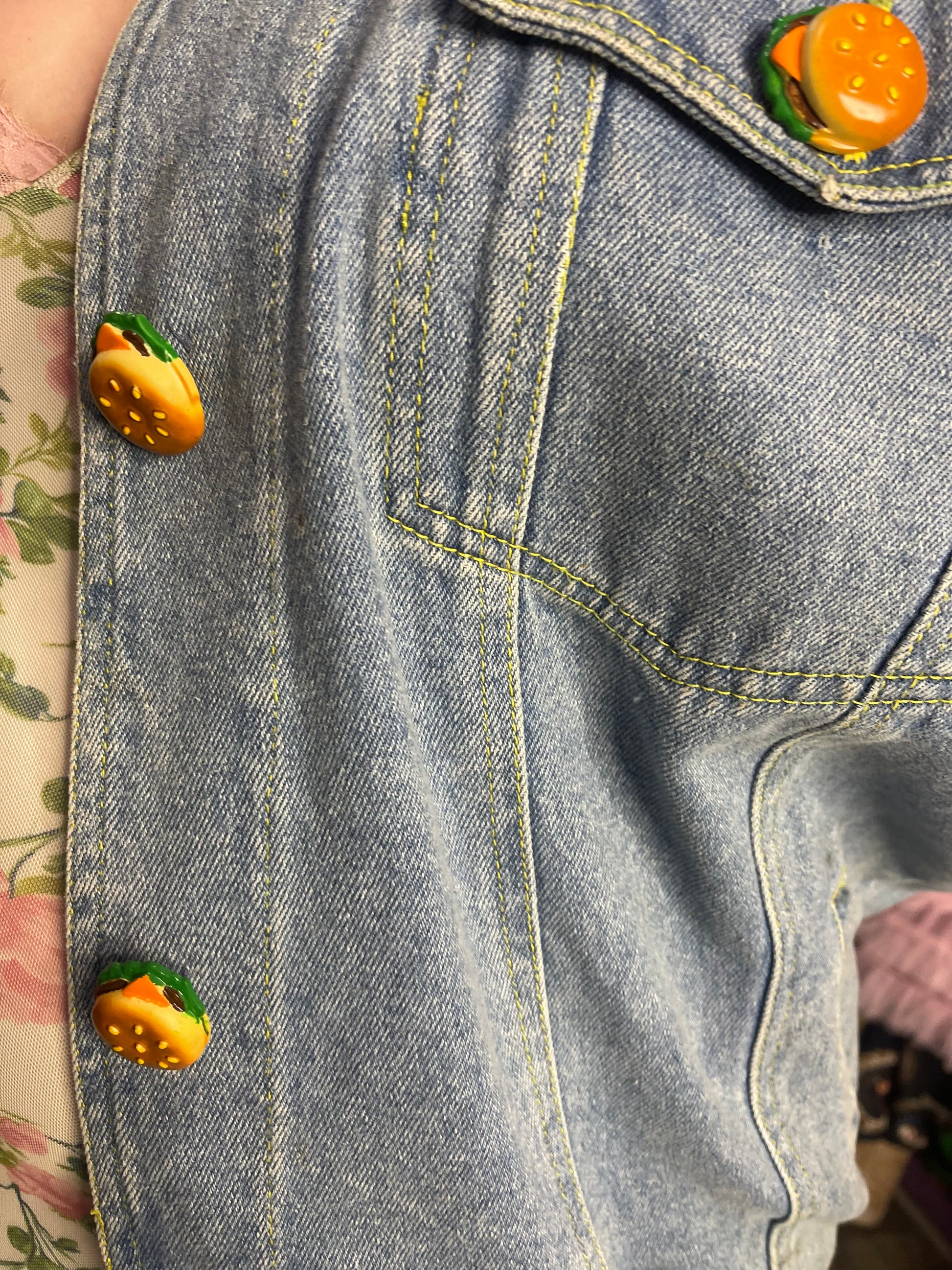 Vintage 90s Sequin Diner Theme Jean Jacket - Spark Pretty