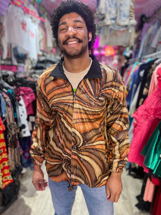 Vintage 90s Shiny Sequin Swirl Jacket