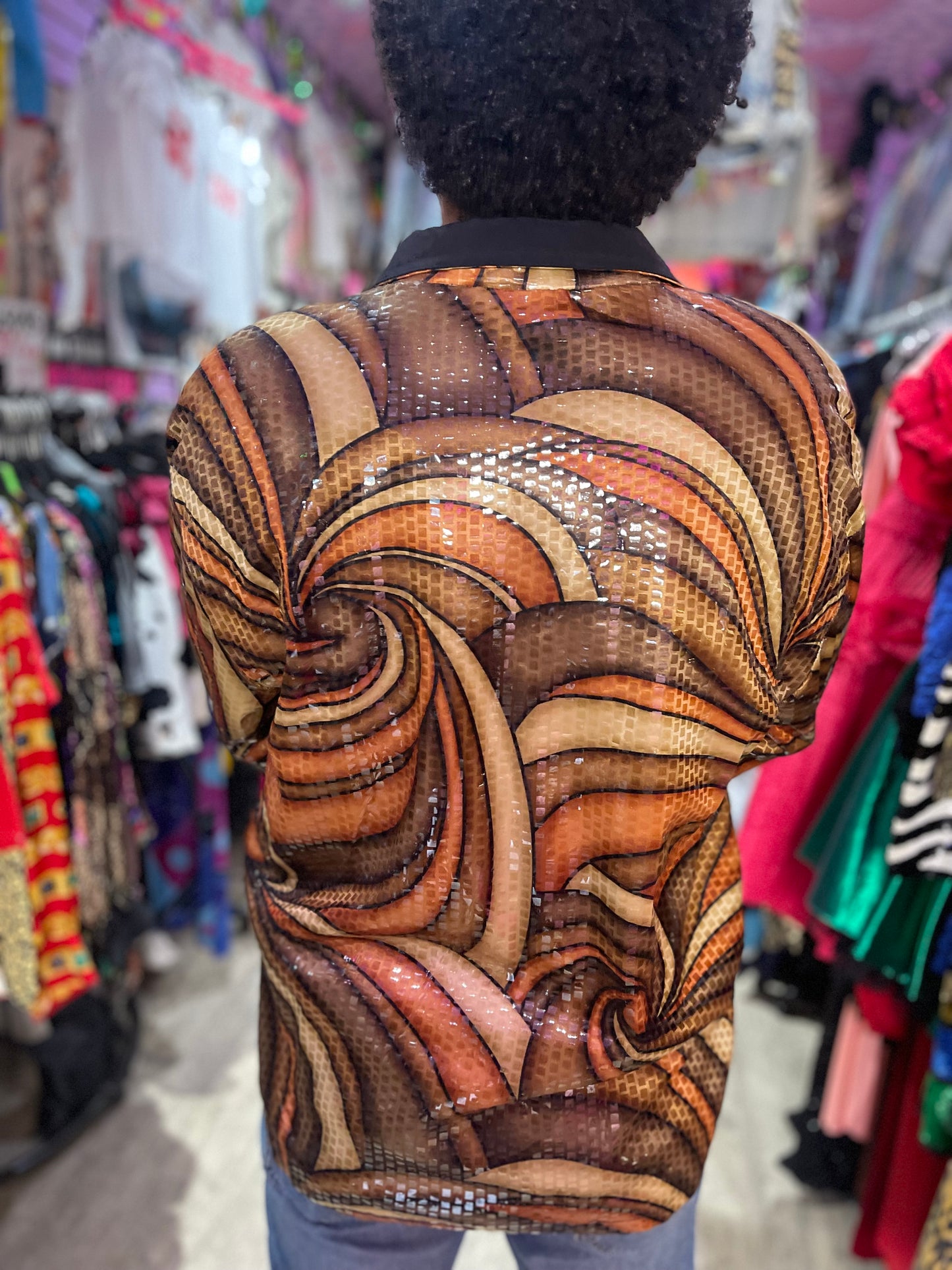 Vintage 90s Shiny Sequin Swirl Jacket