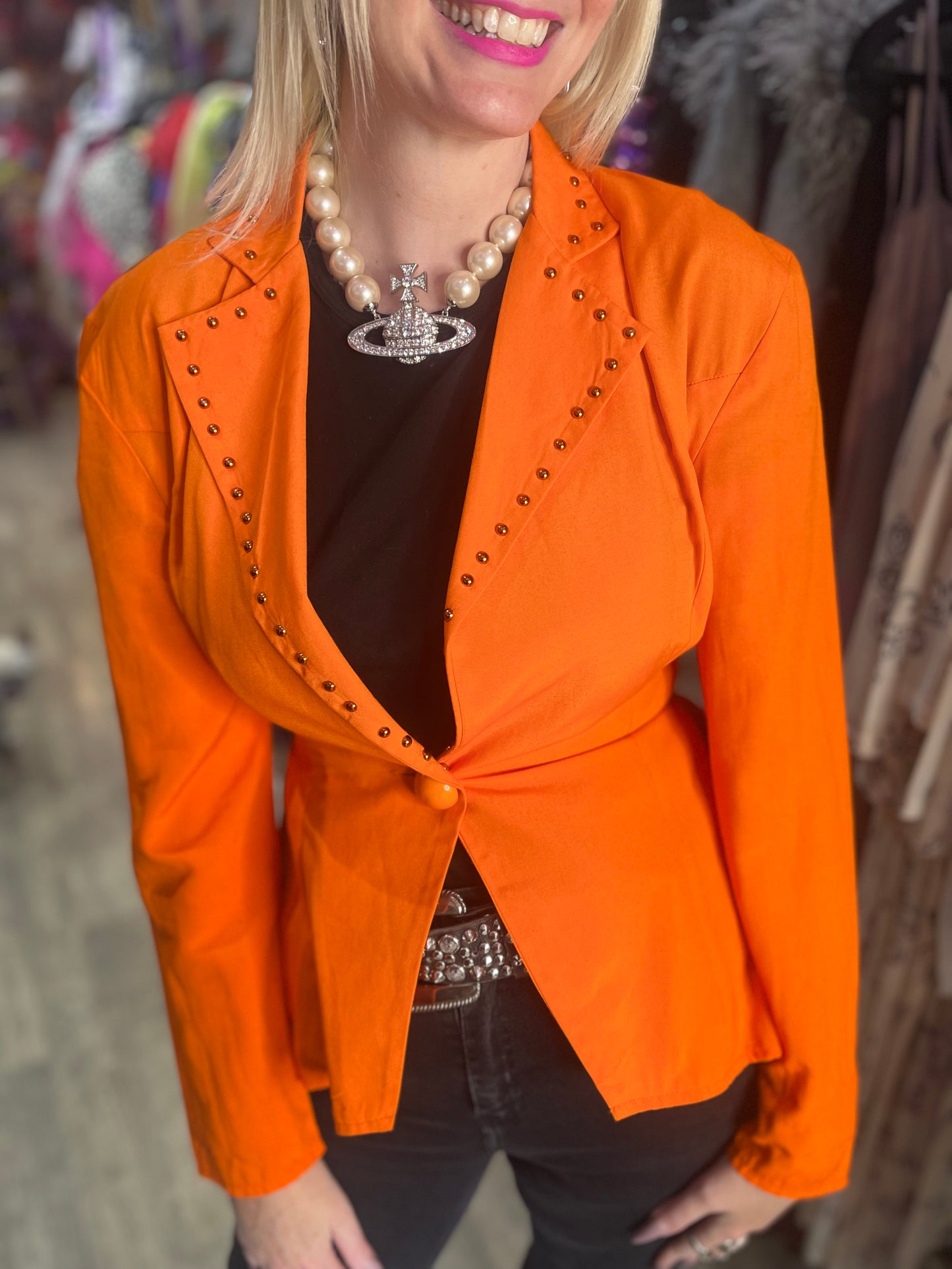 Vintage 90s Neon Orange Blazer