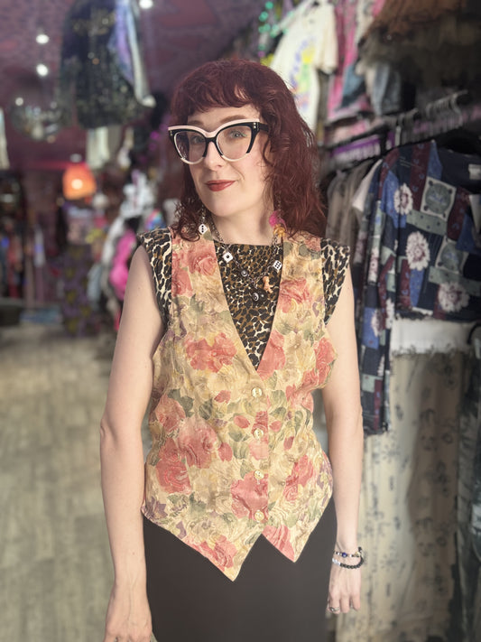 Vintage 90s Rosy Florals Vest