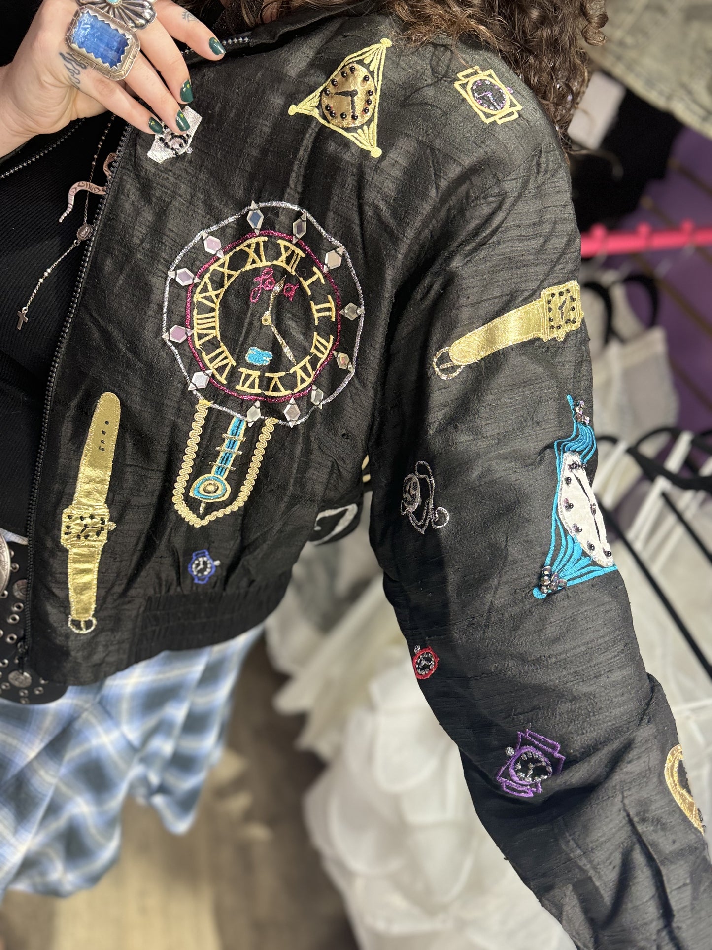 Vintage 90s Clocks and Watches Windbreaker Jacket