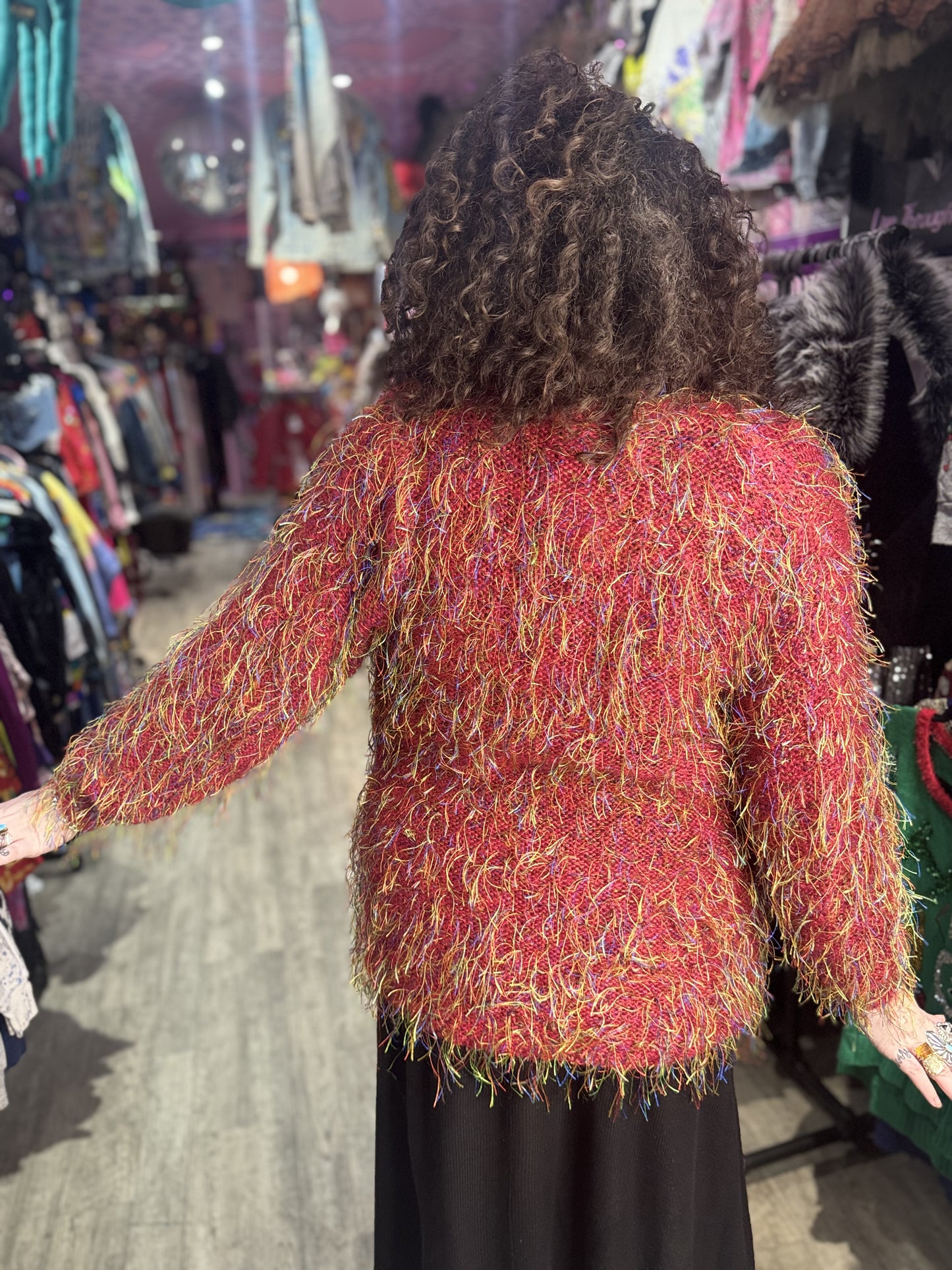 Vintage 80s Red Fuzzy Cardigan