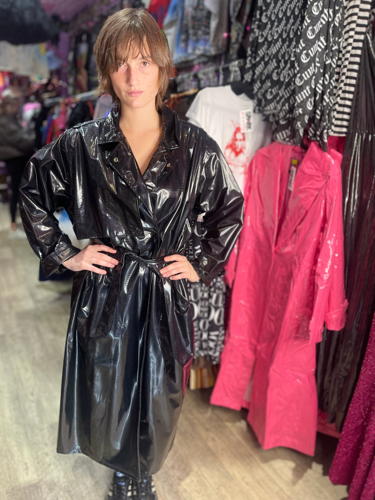 Vintage 80s Vinyl Raincoat - Spark Pretty