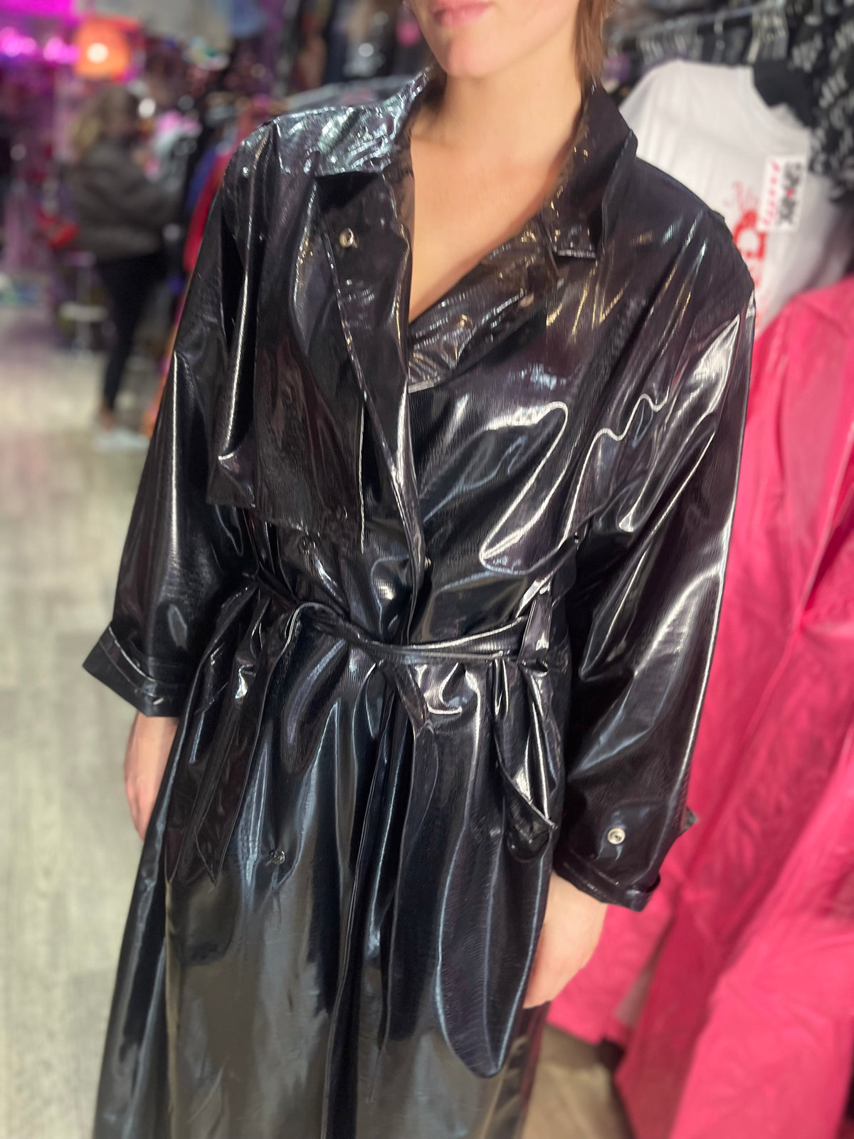 Vintage 80s Vinyl Raincoat - Spark Pretty
