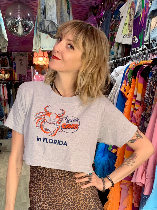 Vintage 80’s Florida Tourist Crab Crop T-Shirt