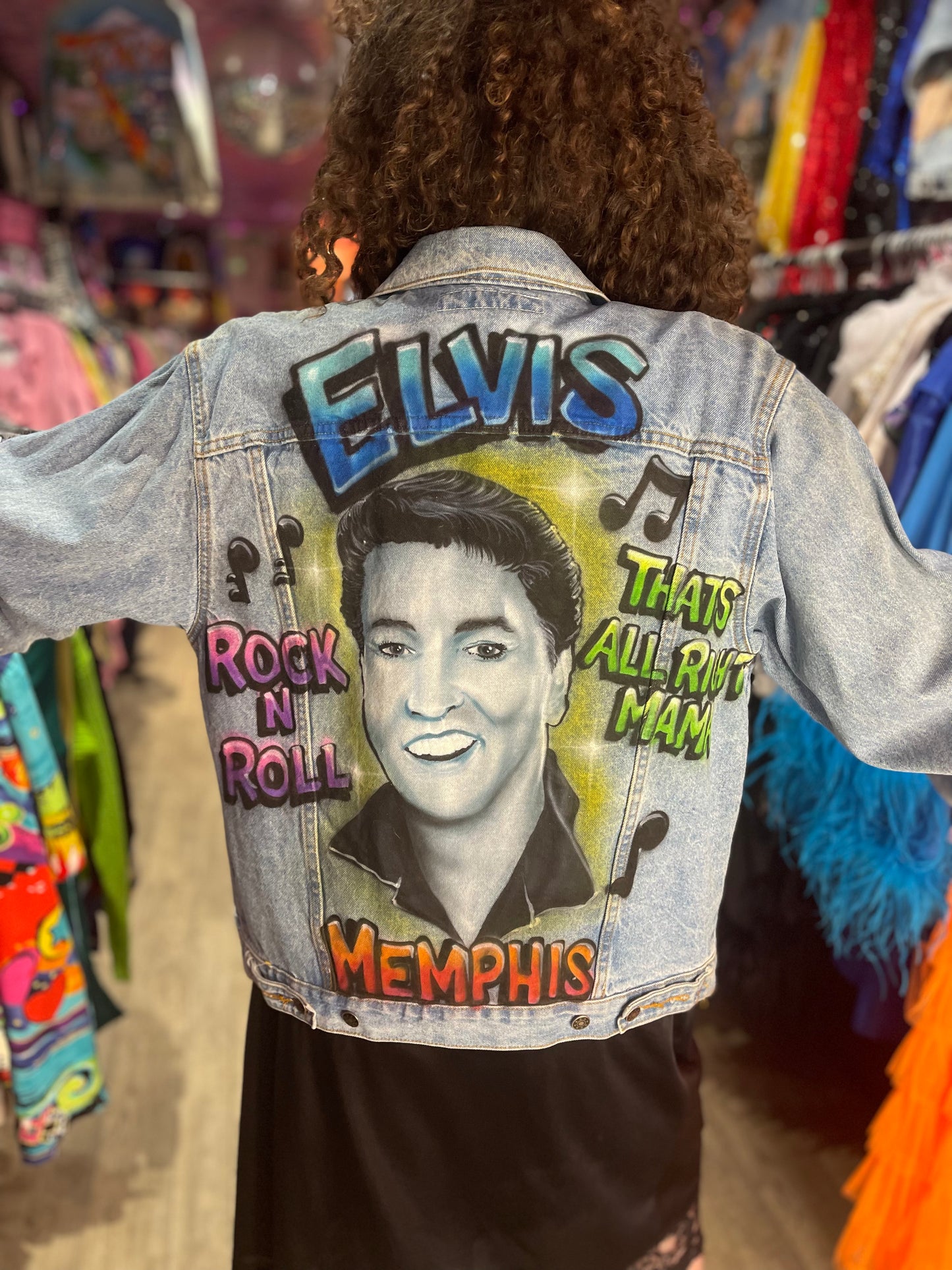 Vintage 80s Airbrushed Elvis Jean Jacket