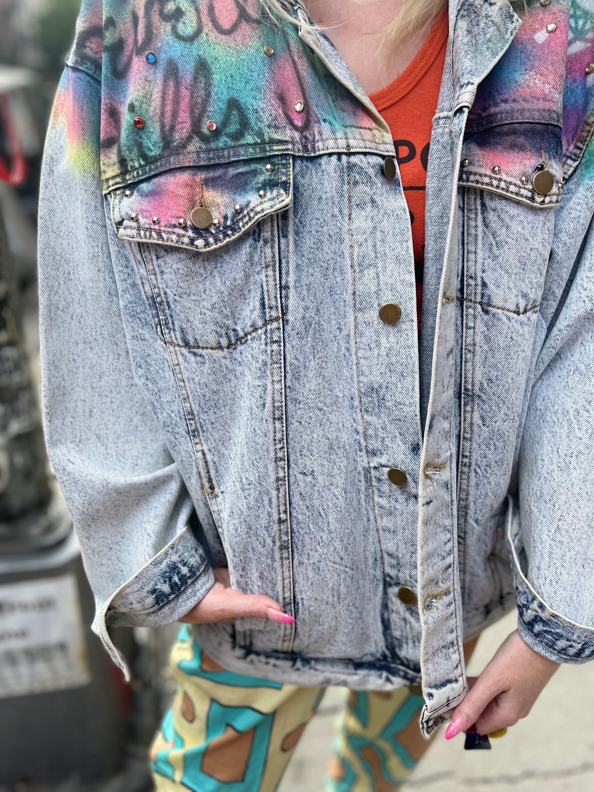 Airbrush jean jacket discount