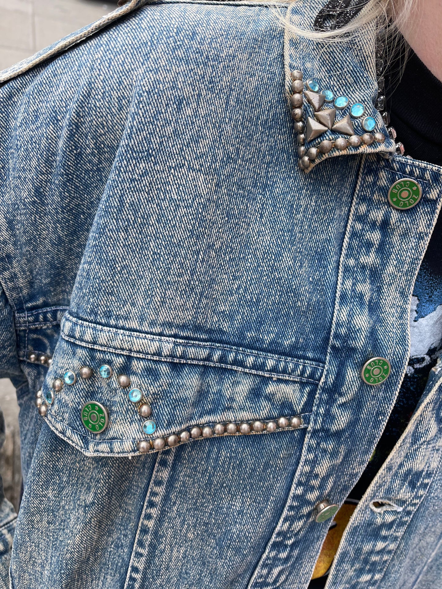 Vintage 80s Beverly Hills Painted and Studded Jean Jacket - Spark Pretty