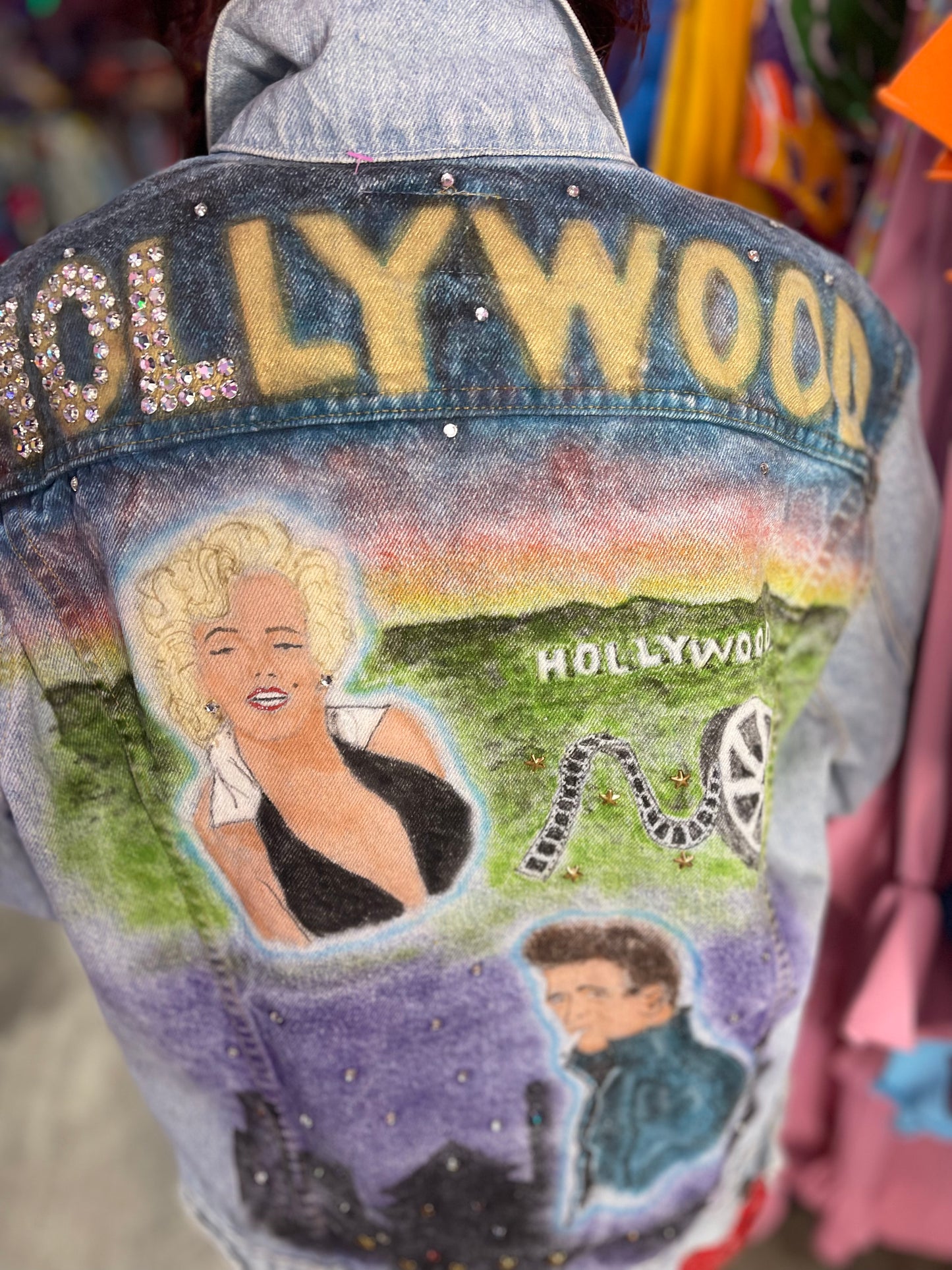 Vintage 80s Bedazzled Painted Hollywood Jean Jacket - Spark Pretty