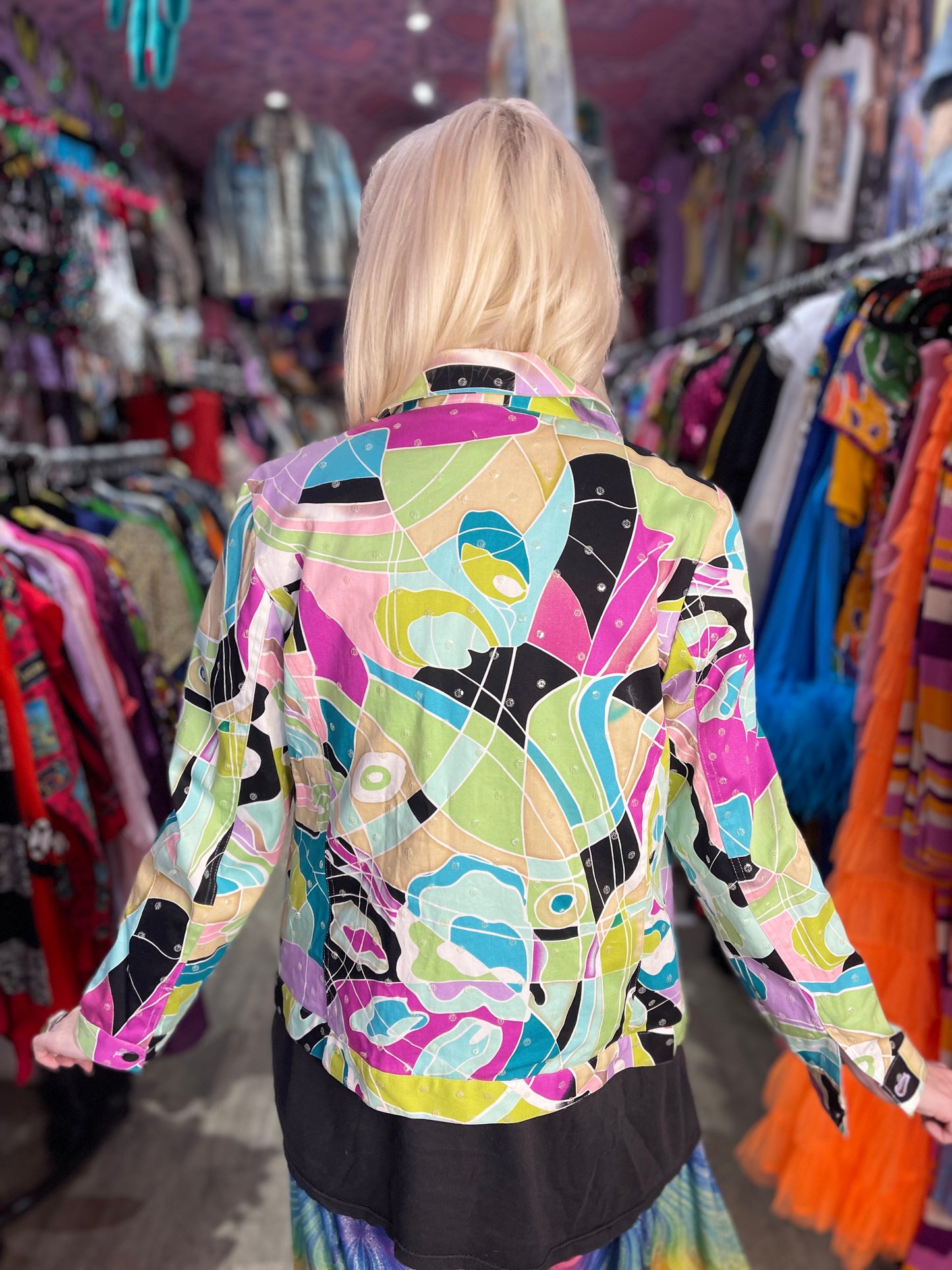 Vintage 90s Abstract Art Sequin Jacket - Spark Pretty