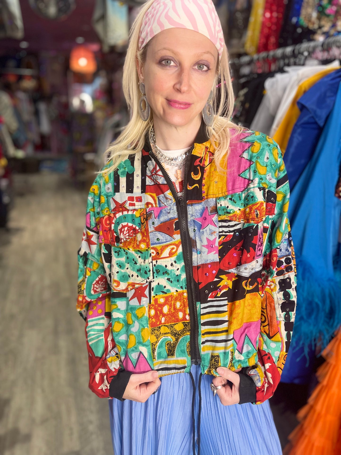 Vintage 90s Colorful Mix Print Sequin Jacket