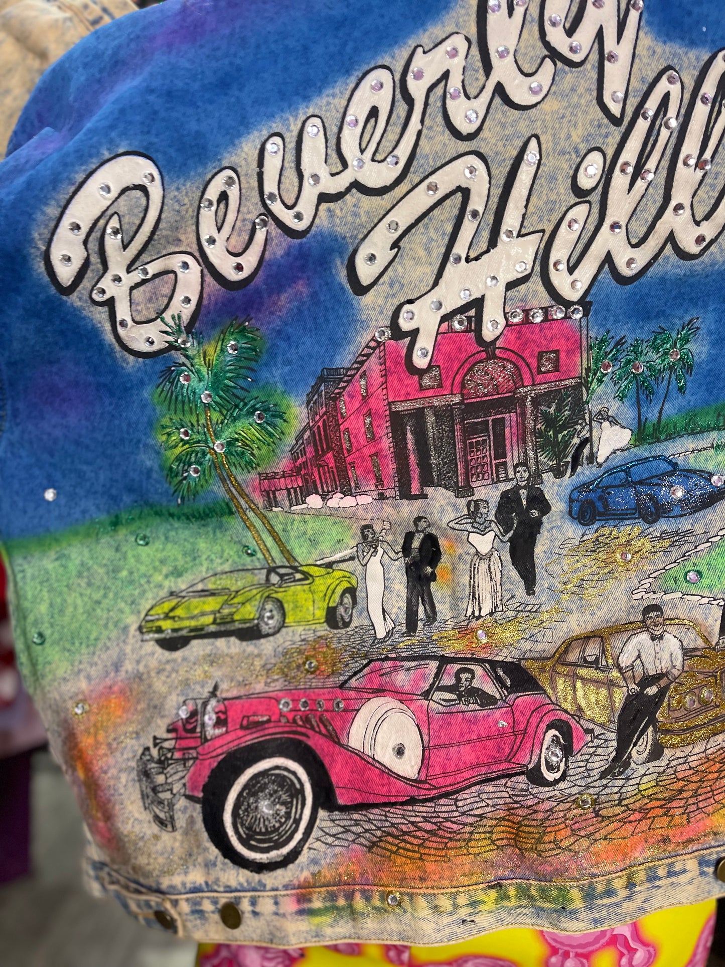 Vintage 80s Beverly Hills Painted Jean Jacket